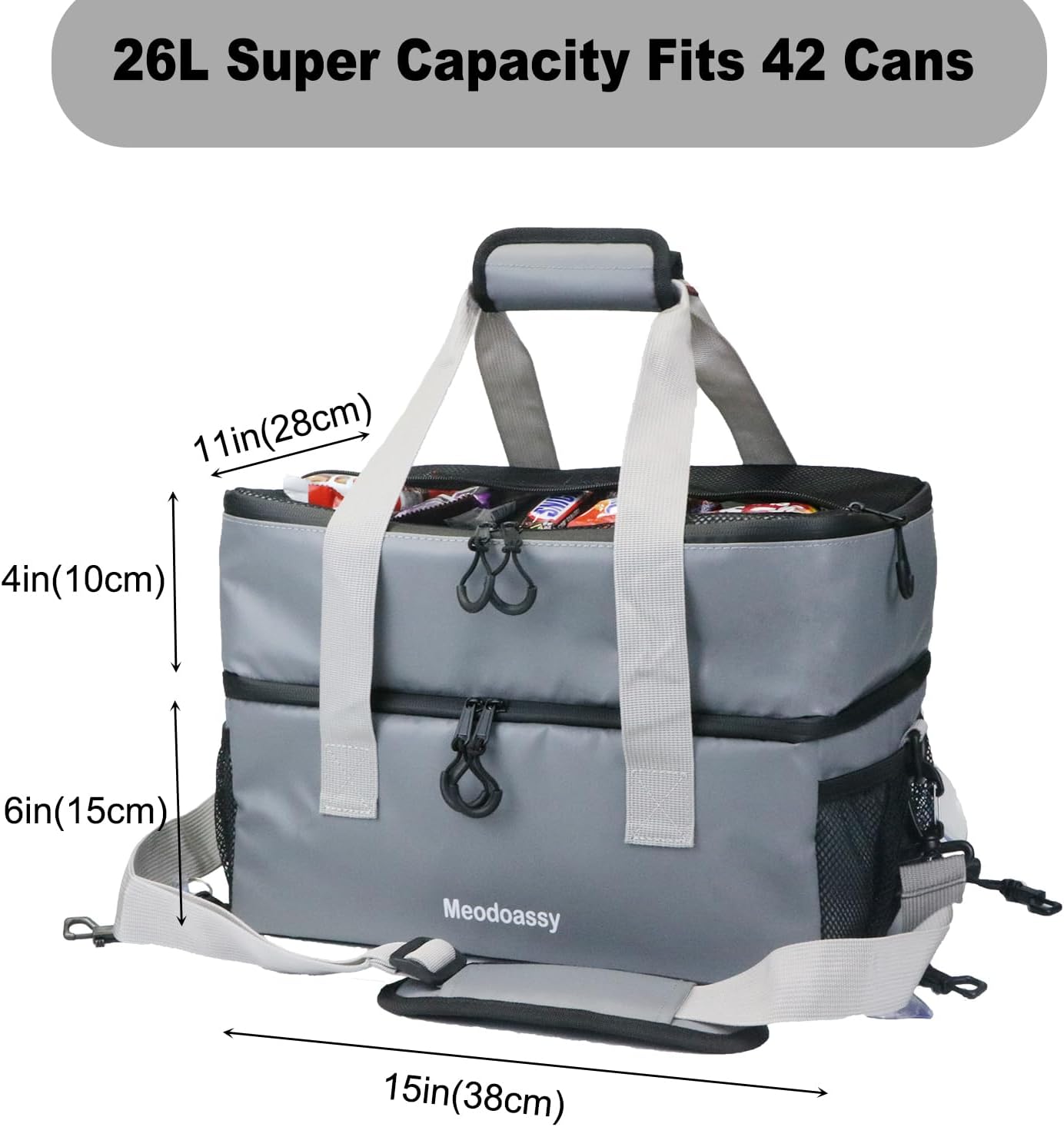 Meodoassy Paddle Board Cooler Waterproof,26L SUP Paddleboard Cooler Deck Bag fits 42 Cans,2 Compartments Paddle Board Accessories for Kayaking,Beach, Camping(Blue)