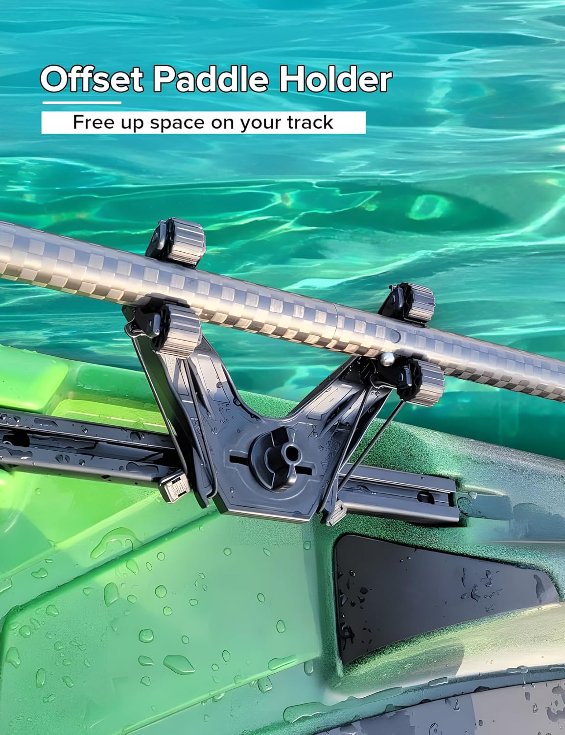 Atader Kayak Paddle Holder, Kayak Accessories for Fishing, Dual Head Kayak Track Mount Accessories, Offset Paddle Holder for Kayaking, Kayak Rail Accessories