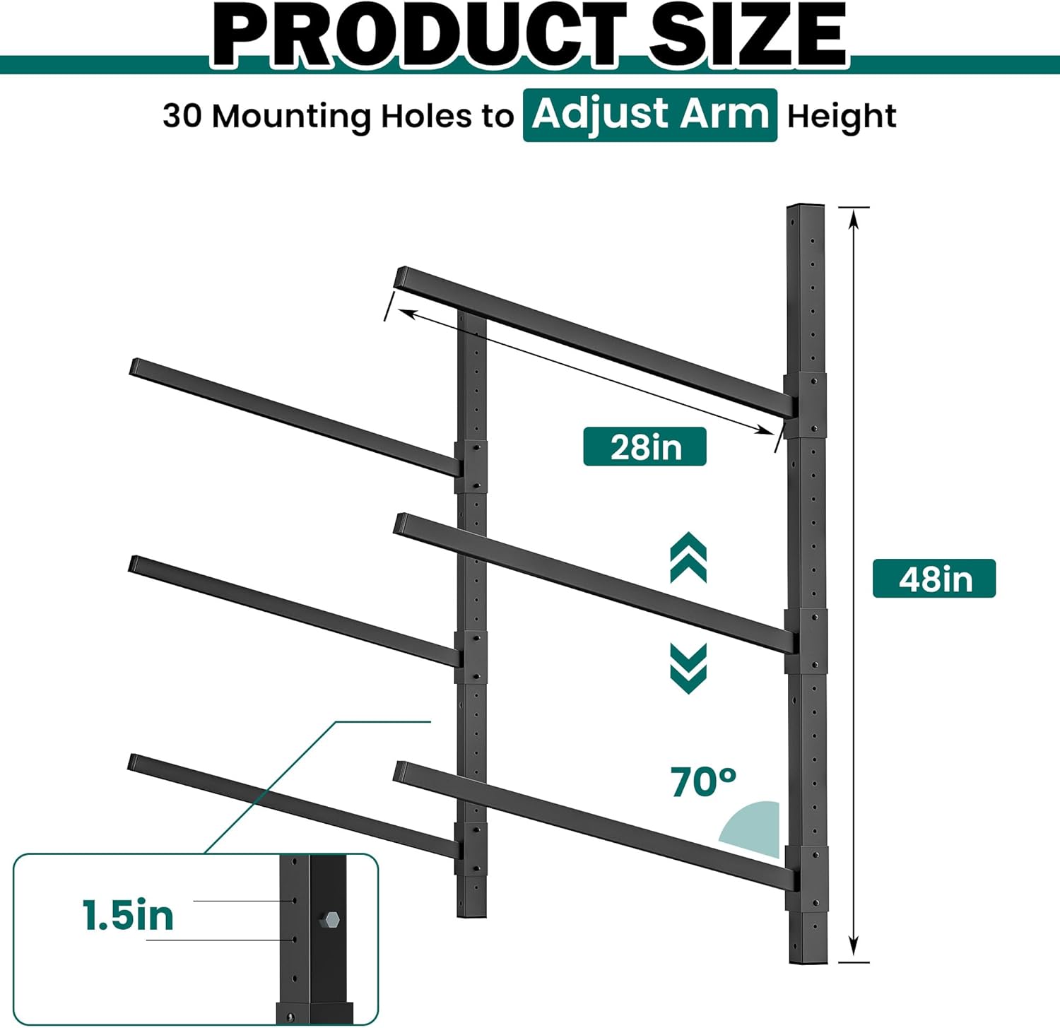 EVERHANGER Wall Mounted Kayak Storage Rack, Adjustable Kayak Holder, Heavy Duty Canoe Rack, Indoor & Outdoor Use