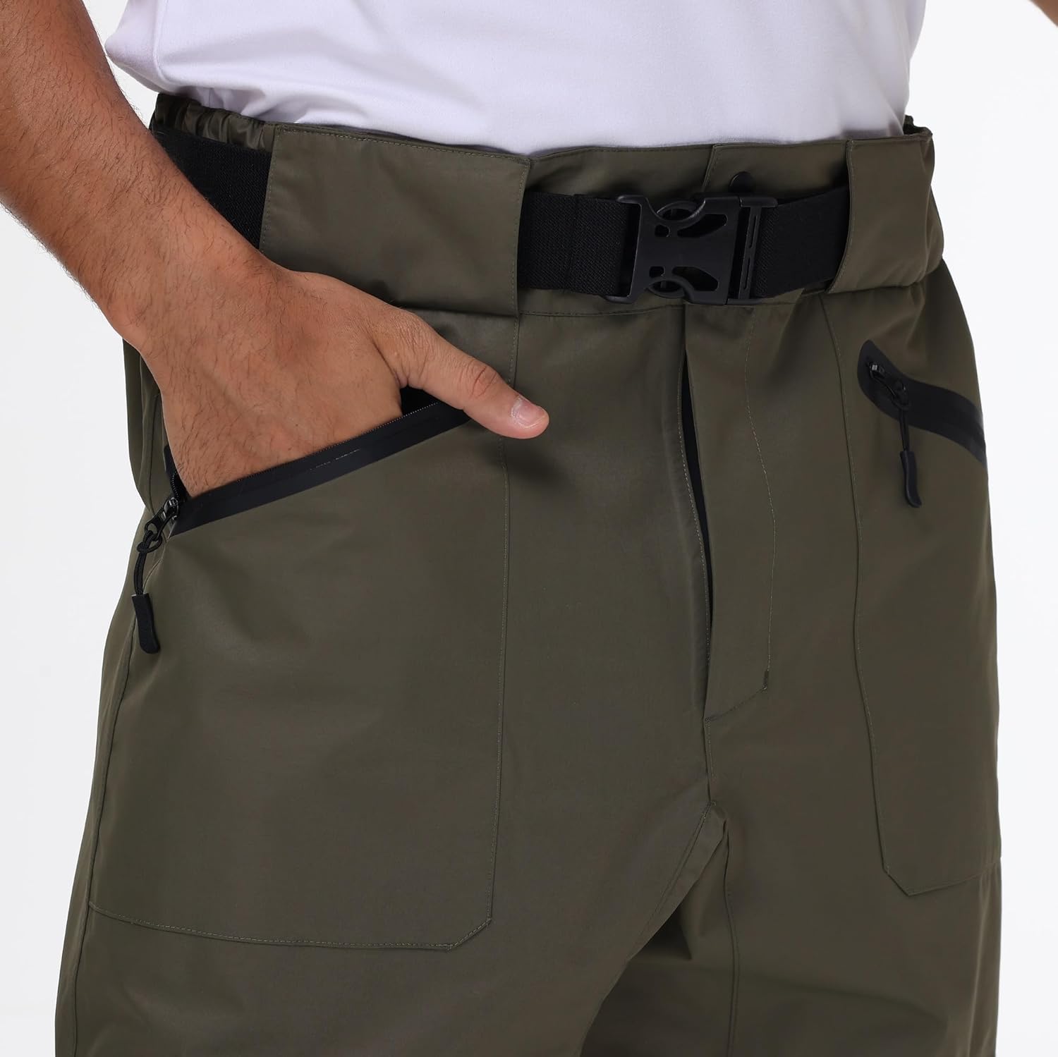 VZKAK Fishing Waders for Men and Women,Wading Pants with Neoprene Stocking Foot,Fishing Waist Waders Pants with Pockets