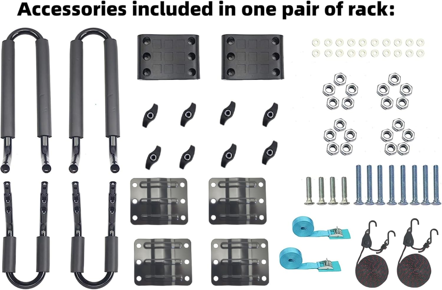 2 Pairs Heavy Duty Kayak Rack-Includes 4 Pcs Ratchet Tie-Mount on Car Roof Top Crossbar-Easy to Carry Kayak Canoe Boat Surf Ski (J-Bar Rack)