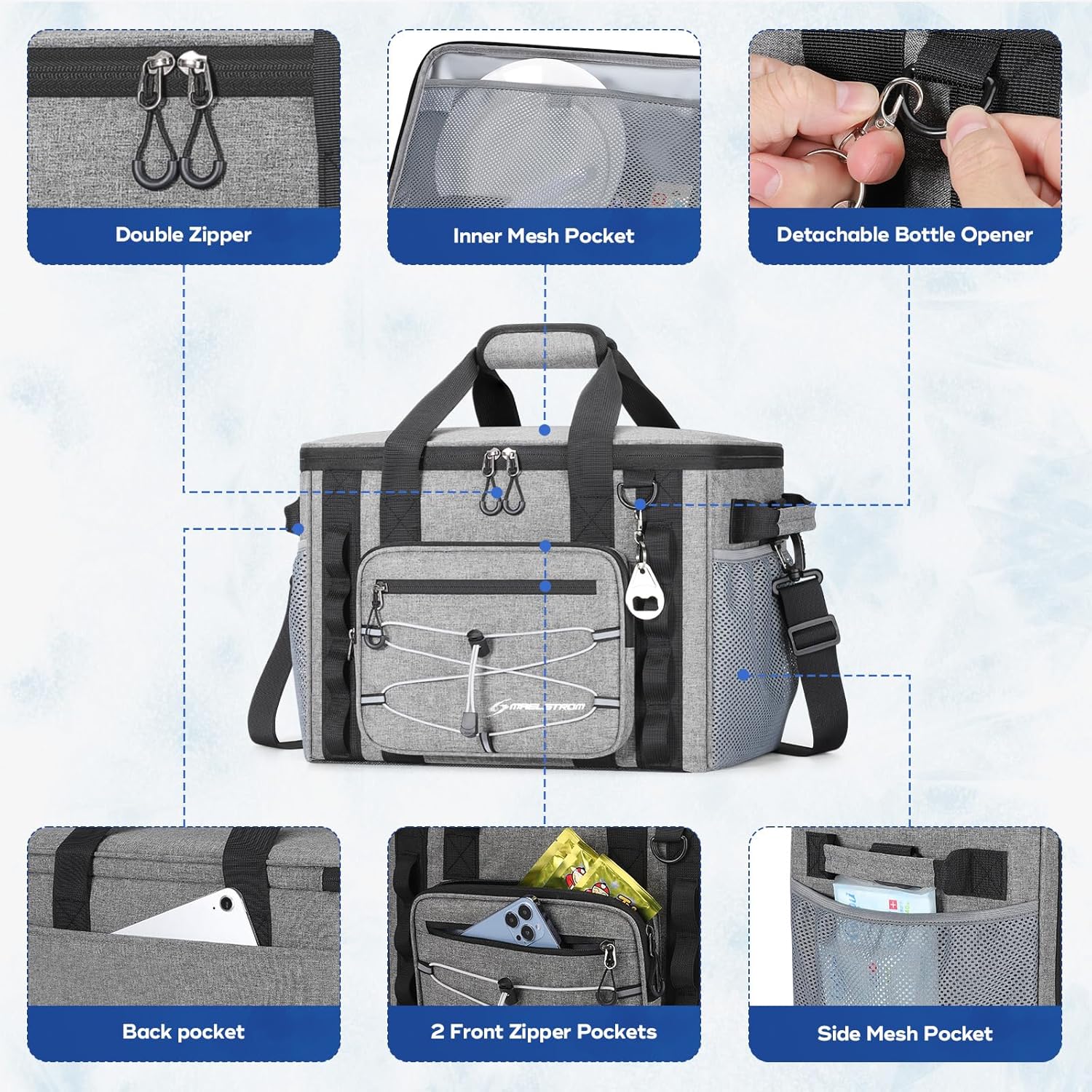 Maelstrom Soft Sided Cooler Bag, 30/40 Can Collapsible Insulated Ice Chest, Large Leakproof Portable Storage for Camping, Travel, Kayaking & Beach - Image 3