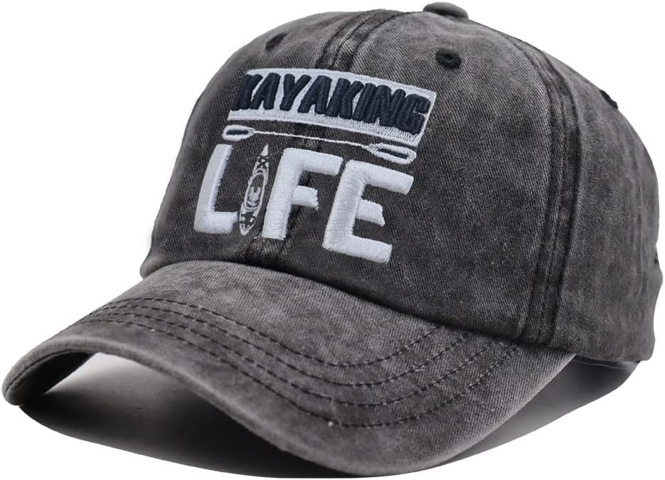 OASCUVER River Hair Don't Care Hat, Kayaking Life Adjustable Baseball Cap Washed Twill Cotton for Outdoor Activities