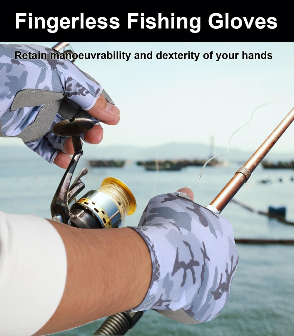 SUJAYU Anti-Slip Silicone Fishing Gloves for Men & Women - UV Sun Protection for Sailing, Kayaking, Paddling, Rowing - Fly Fishing Accessories