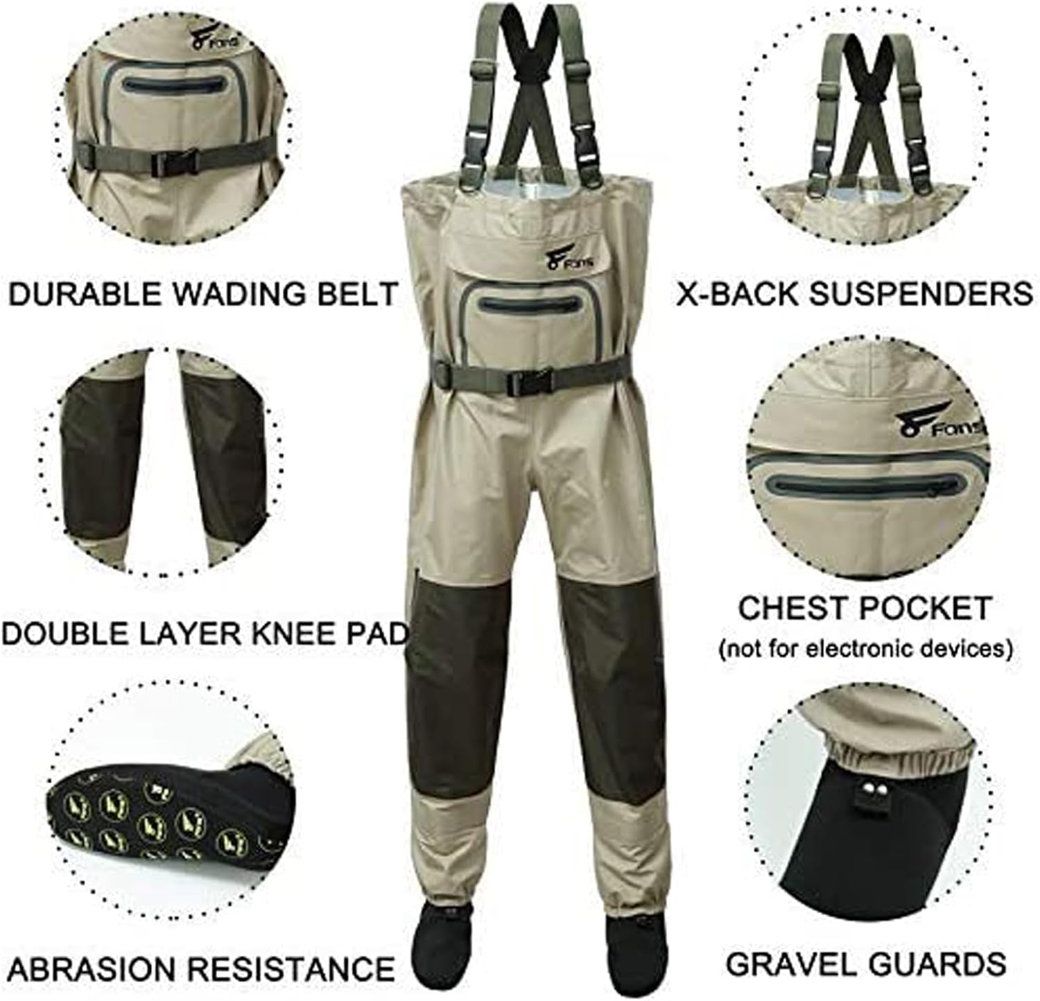 8 Fans Fishing Chest Waders for Men and Women, Waterproof Breathable Stockingfoot Wader -3 Layer Neoprene/Lightweight/Hunting