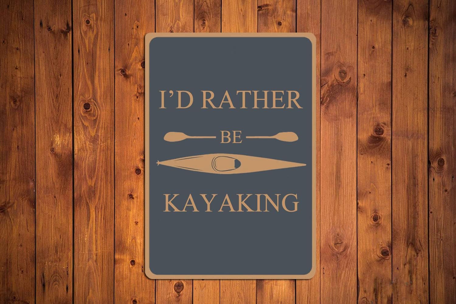 Cusde Funny Metal Tin Sign I'd Rather Be Kayaking Vintage Wall Decor Home Decorations Retro Coffee Bar Room Funny Inspirational Bathroom Cabin for Office Restaurant 8x12 Inch