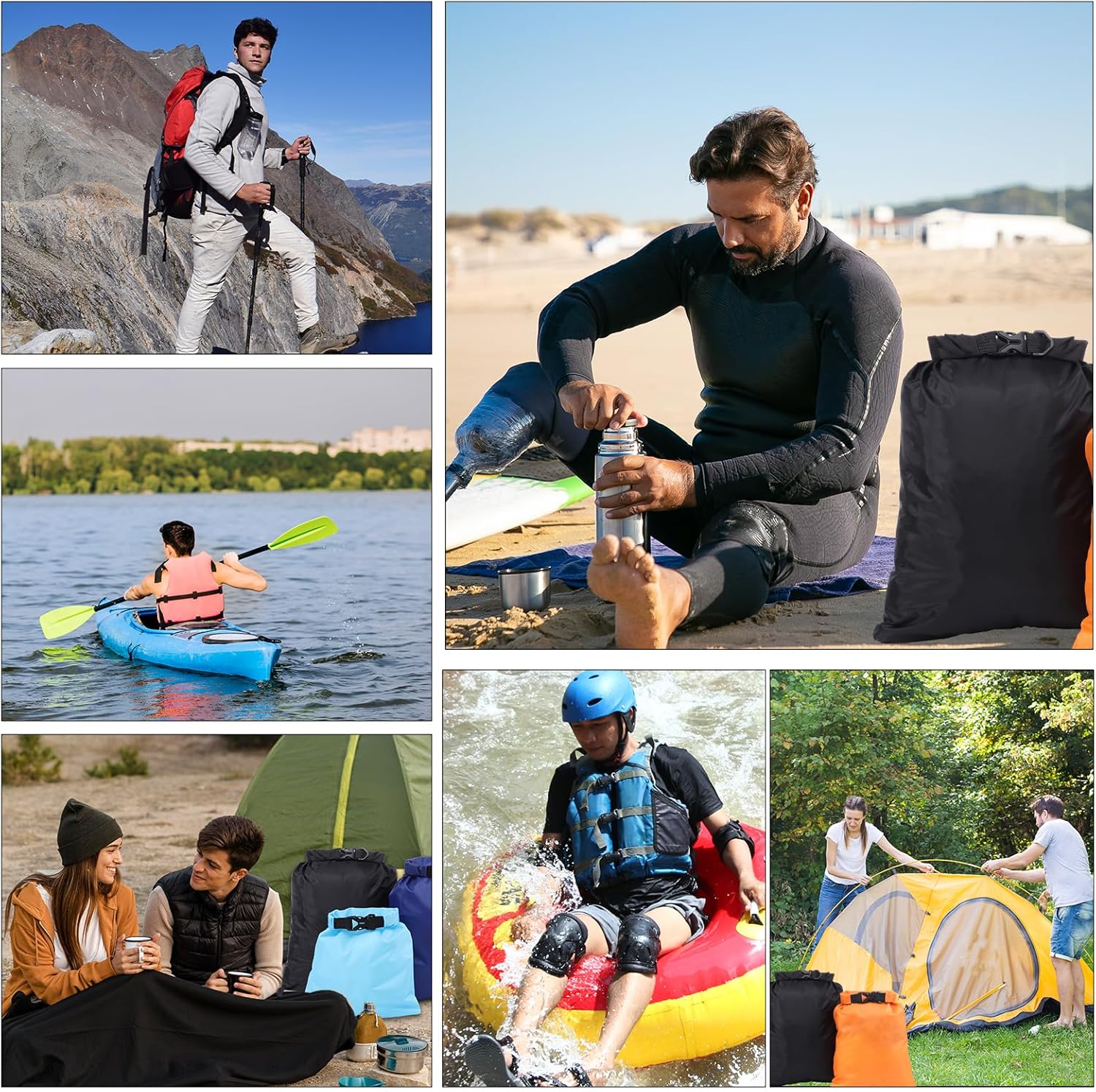 Pimoys 6 Pack Waterproof Dry Bags, Lightweight Outdoor Dry Sacks Ultimate Dry Bags for Kayaking Rafting Boating Camping (1.5L, 2.5L, 3L, 3.5L, 5L, 8L) - Image 6