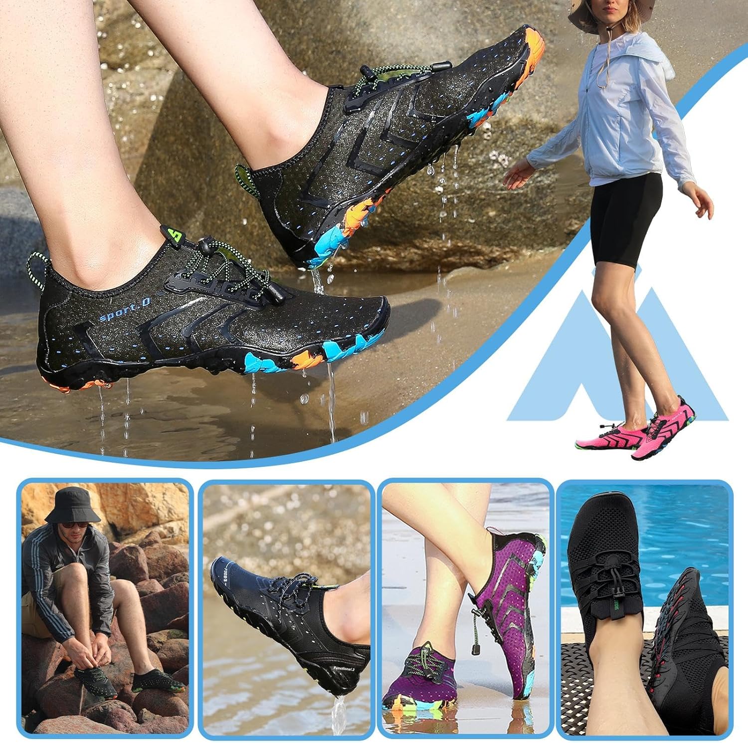 Mishansha Water Shoes for Women Men Barefoot Beach Shoe Quick Dry Aqua Swim Socks for Surfing Yoga Size 4.5-15 Women/3-13.5 Men