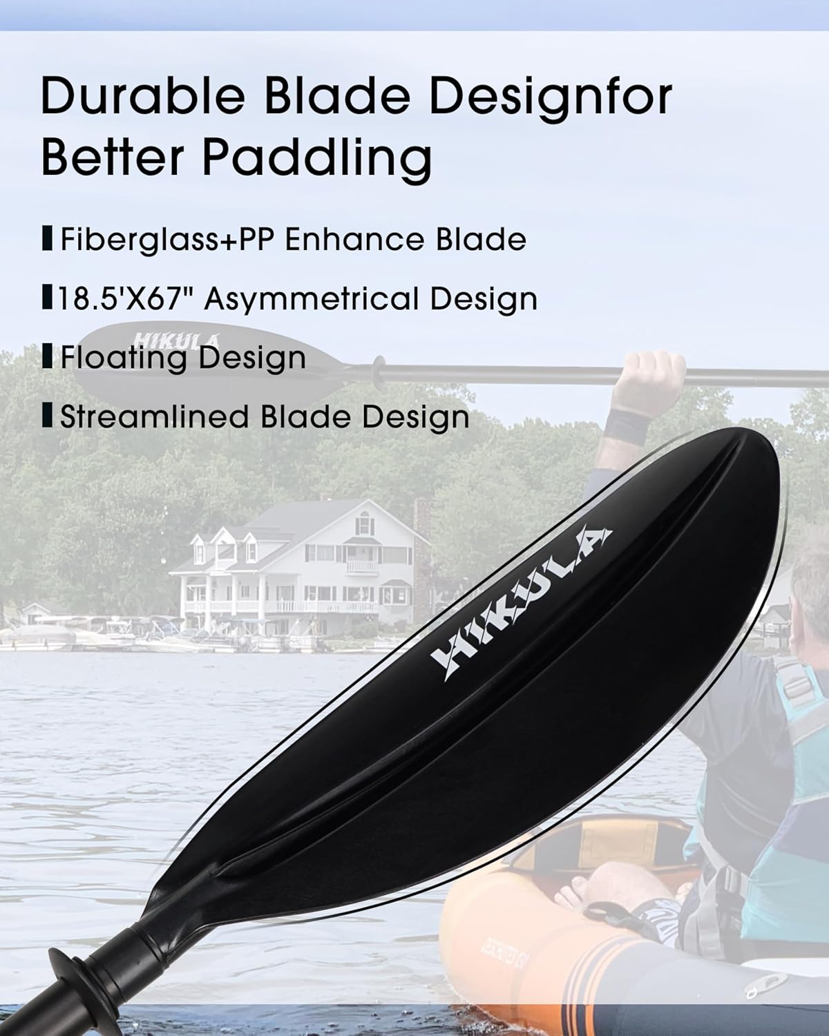 HIKULA Kayak Paddles Aluminum Shaft Paddle with Nylon Blades, Floating Adjustable Kayaking Oars, 3 Piece, 220-240cm/86-94 Inches,Black/Rose/Teal