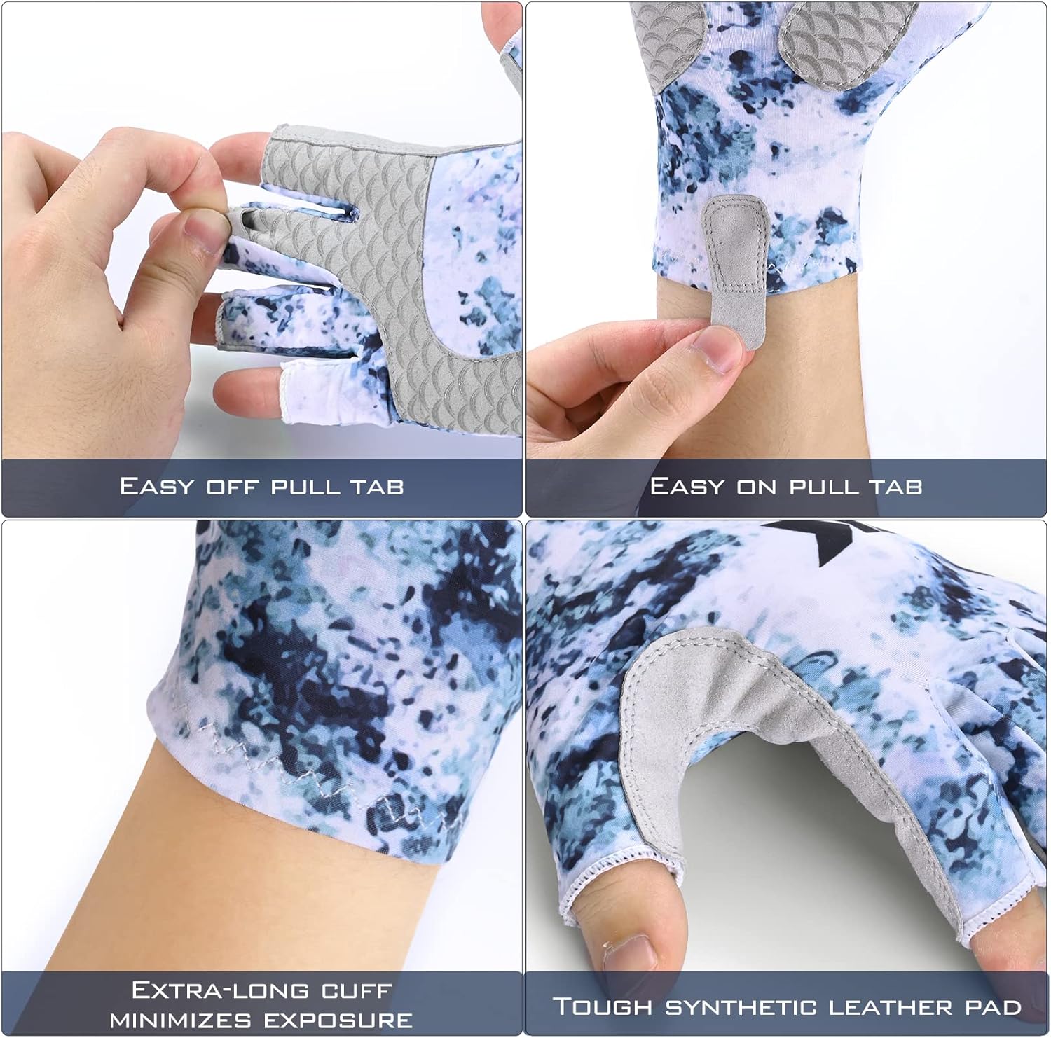 KastKing La Sal Fishing Gloves UPF50+ Sun Gloves UV Protection Fingerless Gloves Men Women for Outdoor, Kayaking, Rowing, Paddling, Canoeing, Hunting