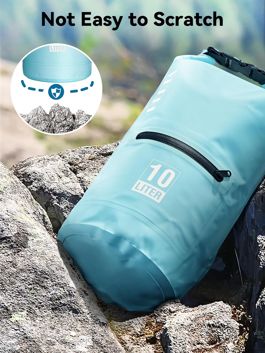 HEETA Waterproof Dry Bag with Front Zippered Pocket for Women Men, 5L/10L/20L/30L/40L Roll Top Lightweight Dry Storage Bag Backpack for Travel, Kayaking, Boating, Rafting, Camping, Hiking & Beach - Image 5