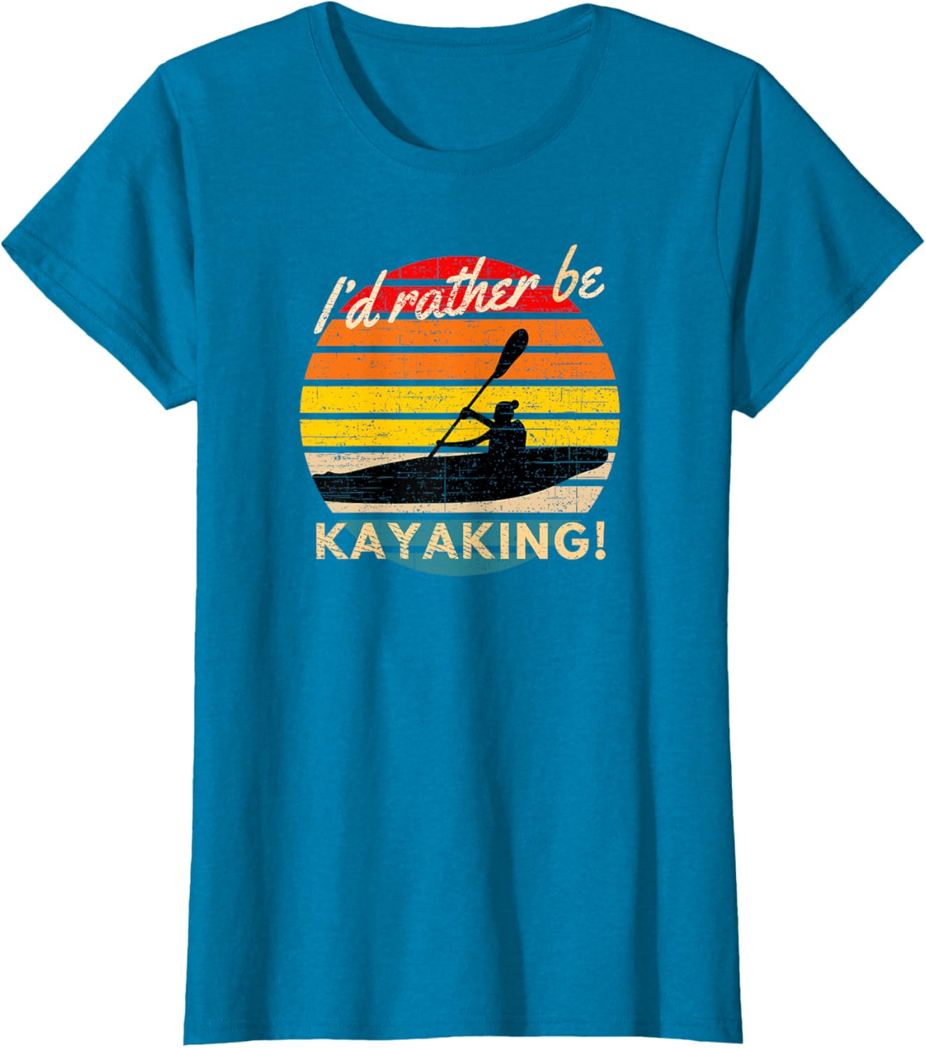 Vintage I'd Rather Be Kayaking Retro Striped Sunset Kayaker - Image 2