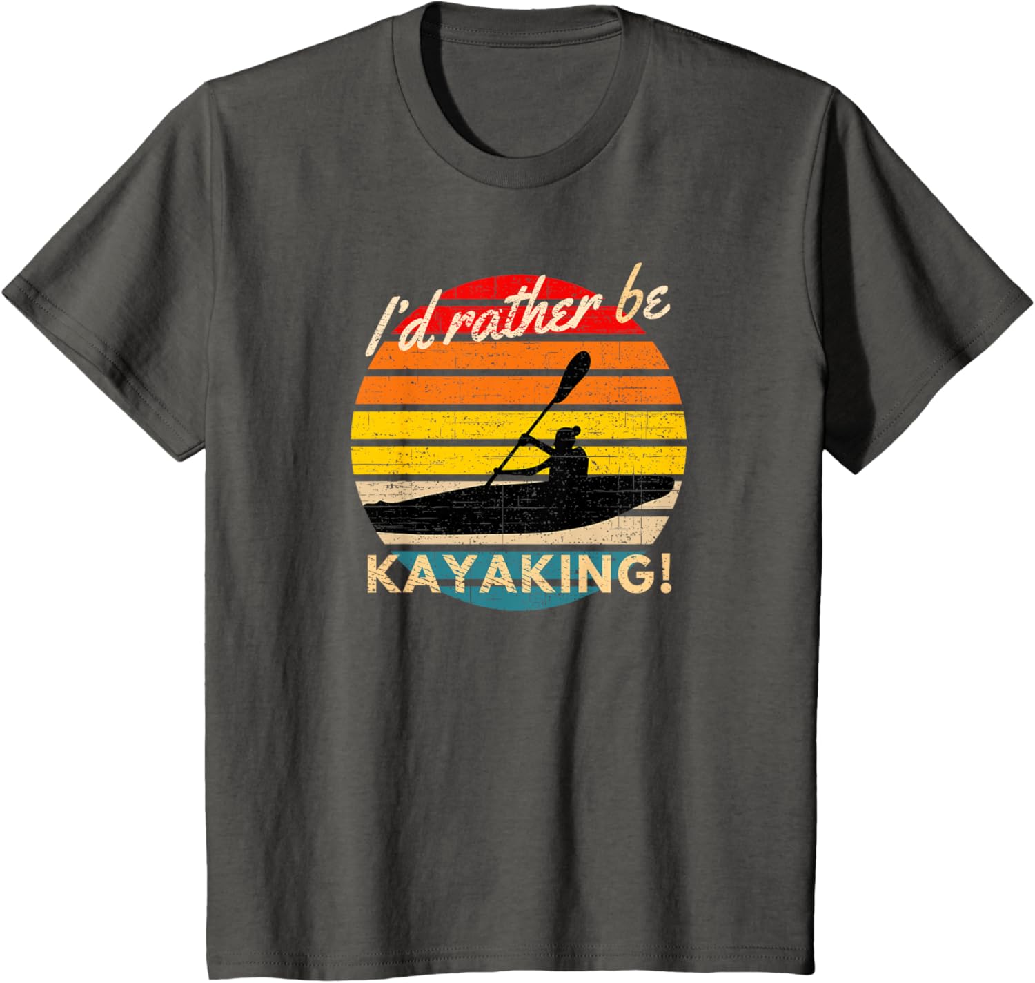 Vintage I'd Rather Be Kayaking Retro Striped Sunset Kayaker - Image 3