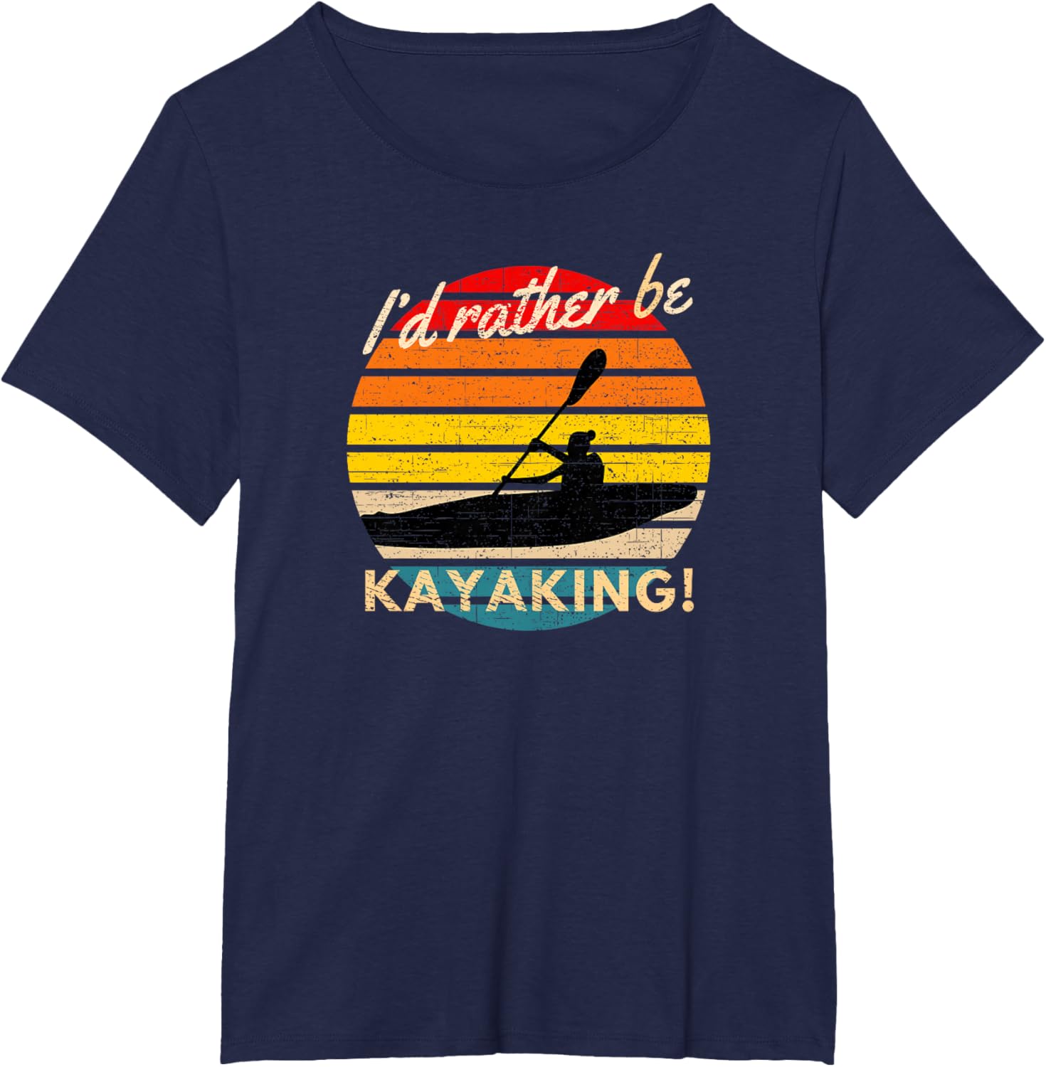 Vintage I'd Rather Be Kayaking Retro Striped Sunset Kayaker - Image 4