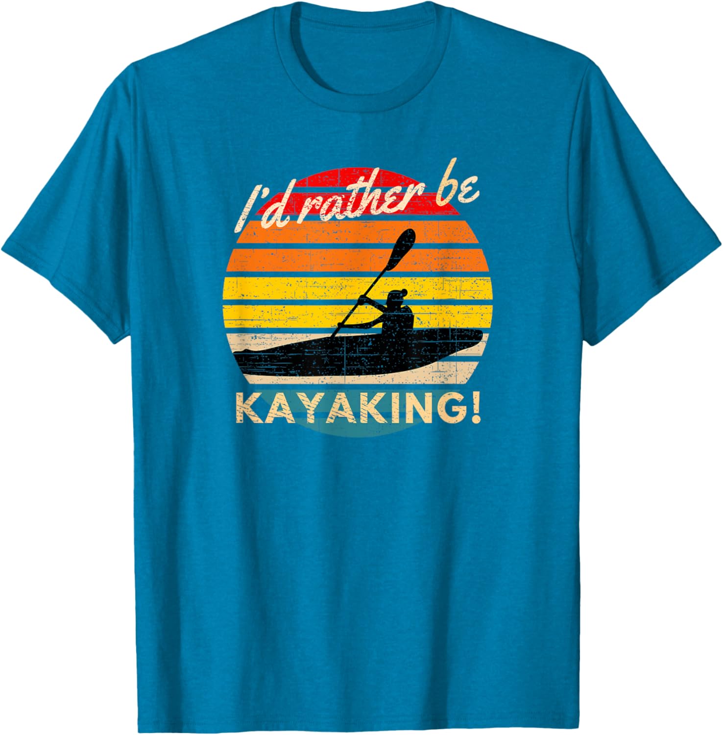 Vintage I'd Rather Be Kayaking Retro Striped Sunset Kayaker - Image 8