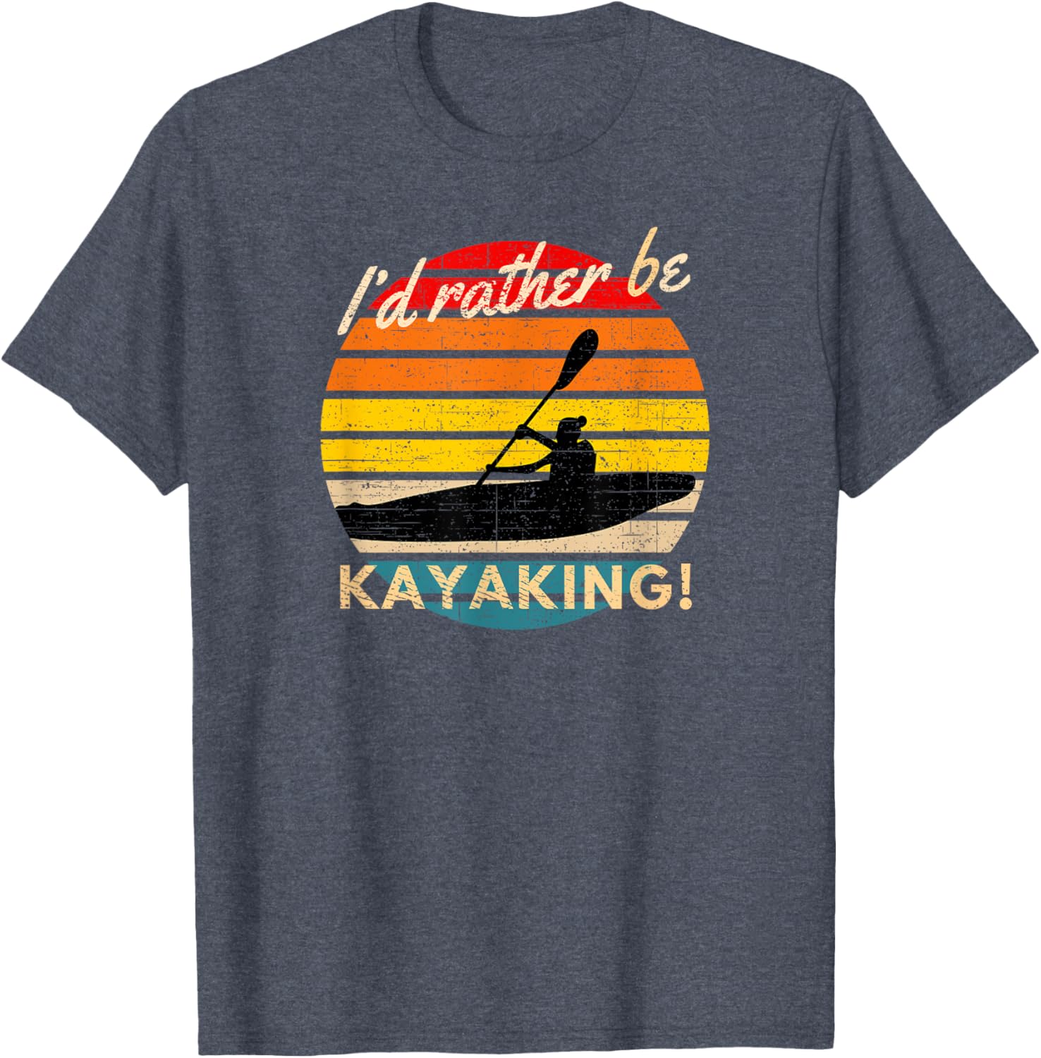 Vintage I'd Rather Be Kayaking Retro Striped Sunset Kayaker - Image 9