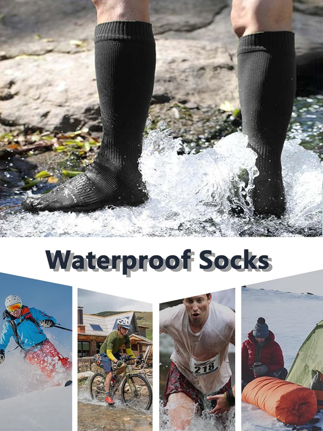 Gash Hao Waterproof Socks Hiking Gear Wading All-Weather Outdoor Sports Fishing Skiing Kayaking Camping Mens And Women