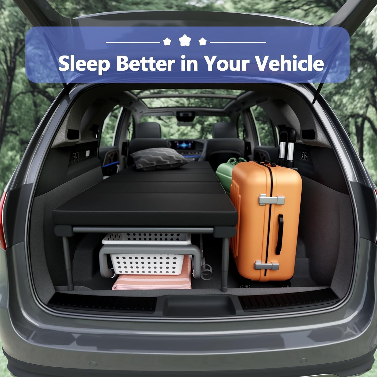 Alternative view of Letsenjoy Folding Camping Cot for Adults,Heavy Duty Outdoor Bed with Adjustable Leg and Length 600D Oxford 400lbs Max, SUV Sleeping Platform for Traveling Black (High- Legs)