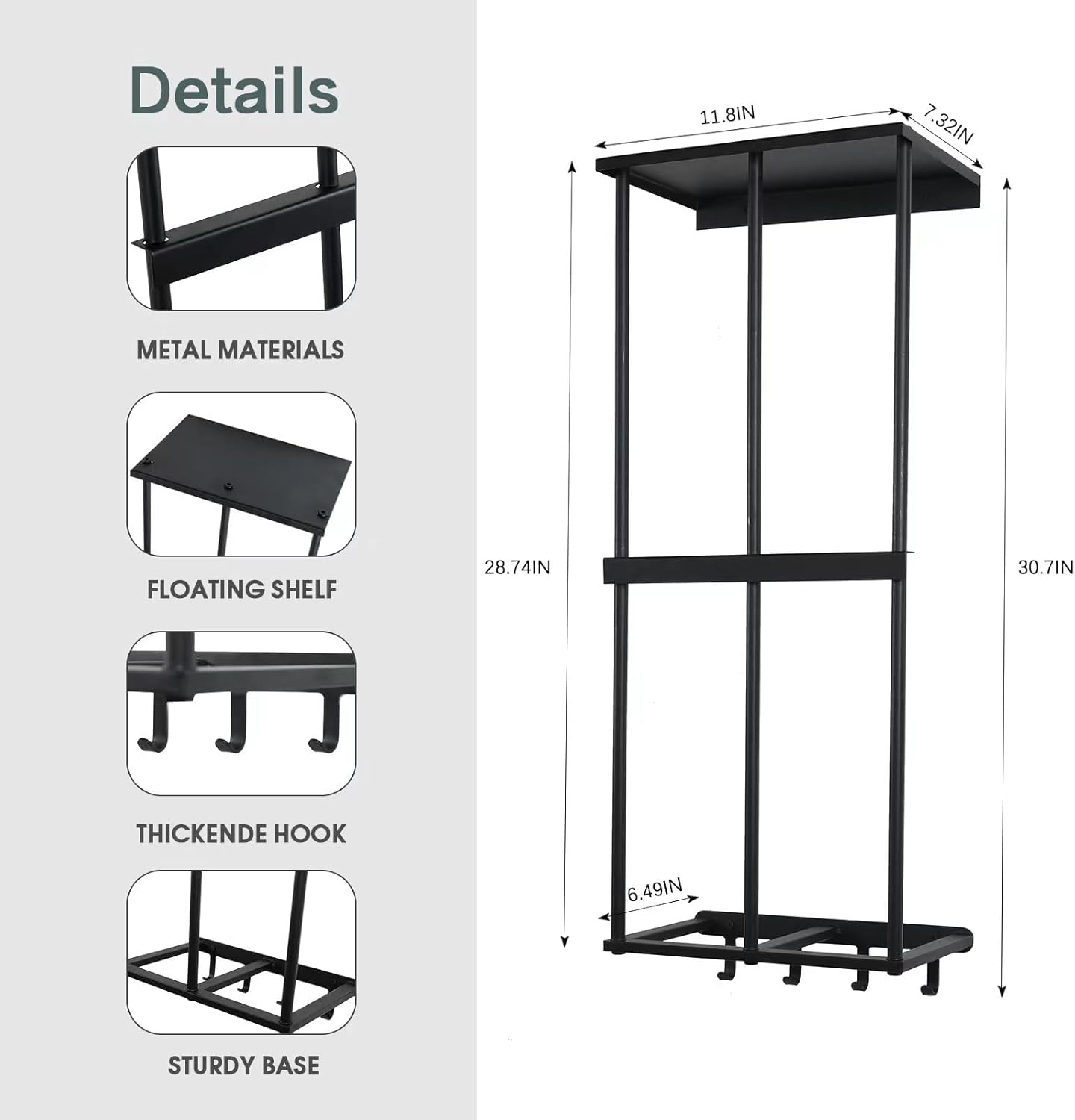 Alternative view of Camping Chair Rack for Garage Storage, Metal Camping Beach Chair Umbrella Holder Wall Mounted Rack Organizer Floating Shelf with 4 Hooks for Garage Organization