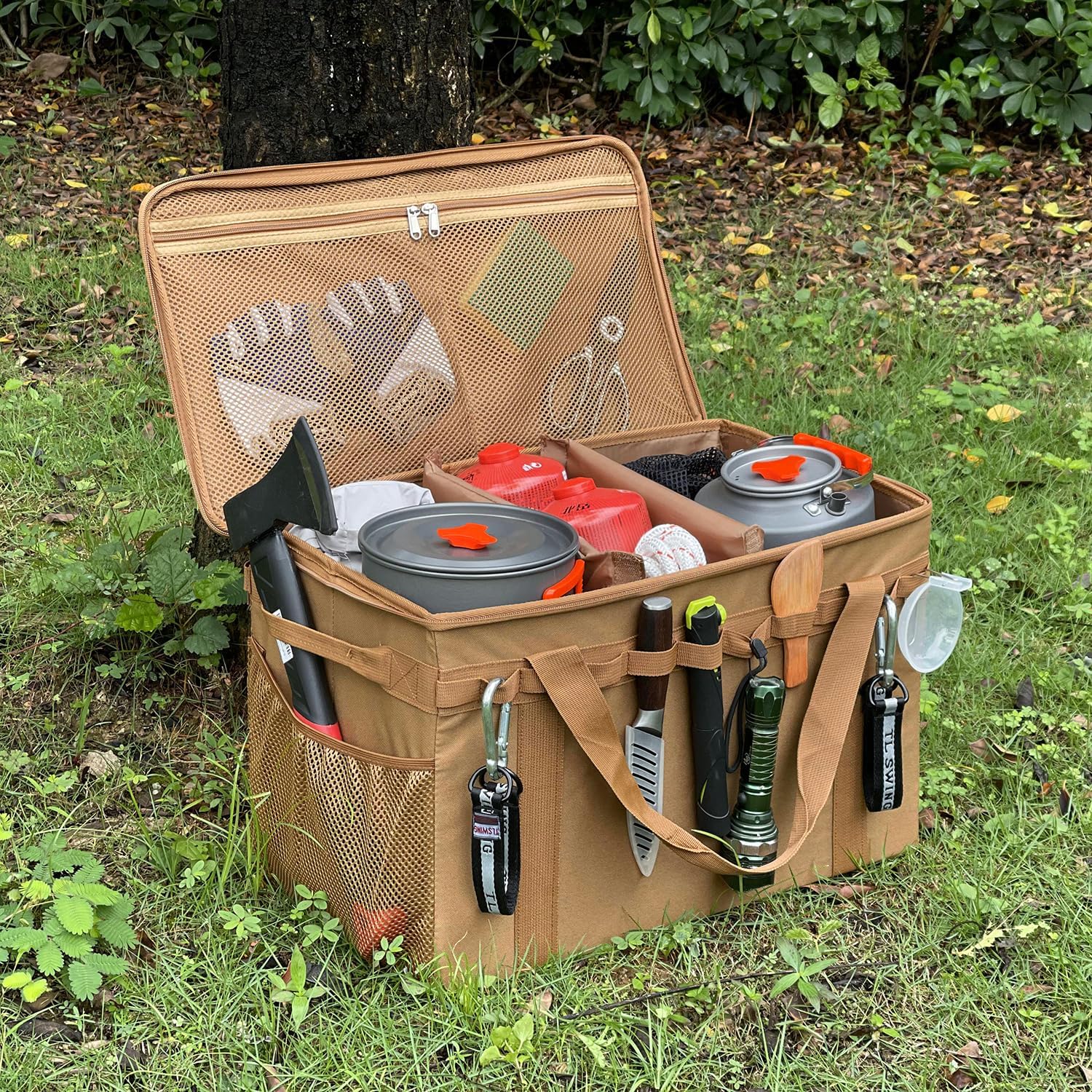 Lemubeane Tactical Camping Storage Bag - 46L Utility Tote Bag Trunk Organizer (Black)