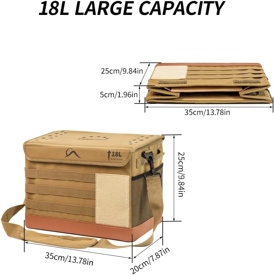 PSKER 18L Camping Storage Bag, Multifunctional Waterproof Picnic Basket, Tent Stakes Organizer,with Adjustable Shoulder Strap for Hiking Cookware, Travel, Car