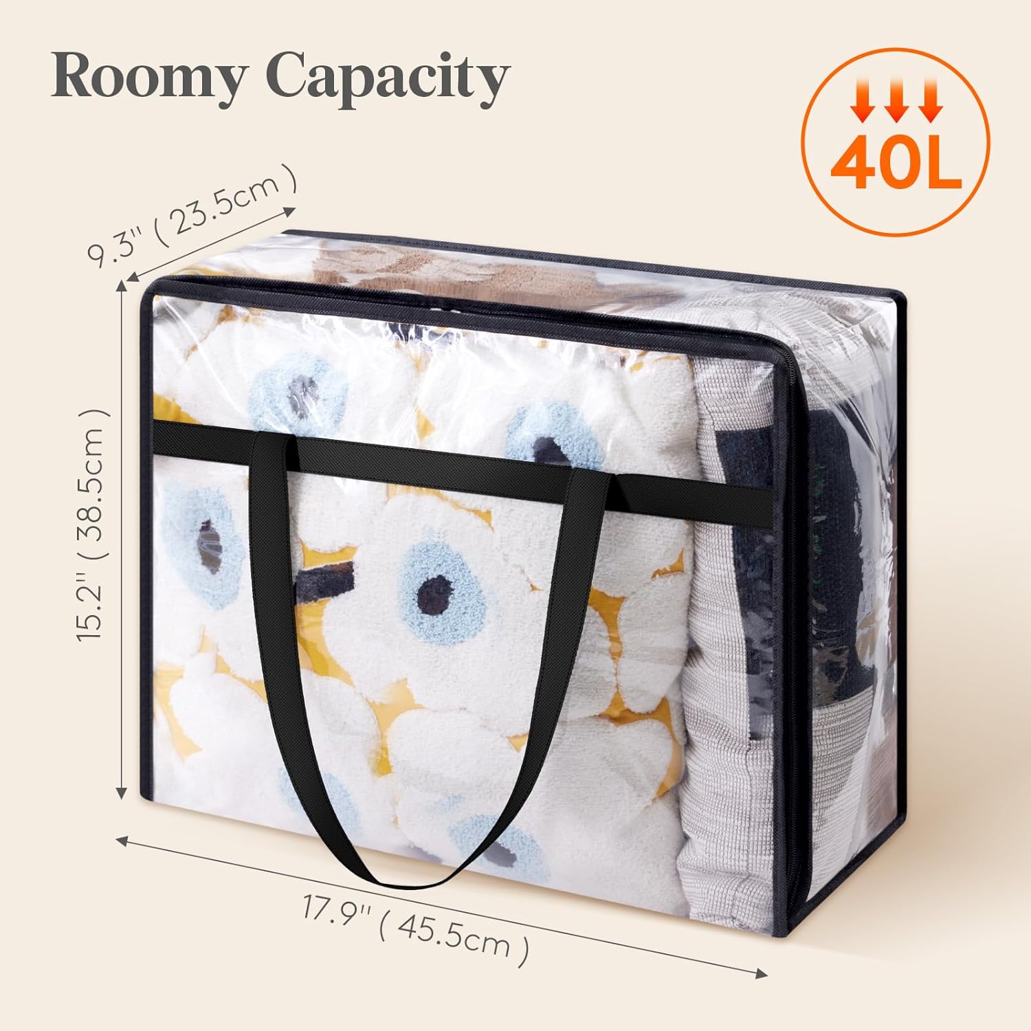 Alternative view of Lifewit 4 Pack Clear Clothes Storage Bags, 40L Plastic Blanket Storage Bag, Vinyl Foldable Moving Bags with Zipper, Closet Organizers and Storage Containers for Bedding, Duvet, Comforter