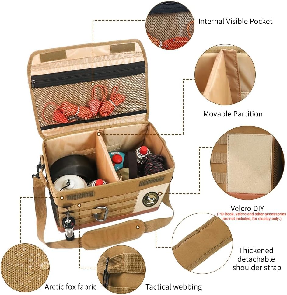 Alternative view of PSKER 18L Camping Storage Bag, Multifunctional Waterproof Picnic Basket, Tent Stakes Organizer,with Adjustable Shoulder Strap for Hiking Cookware, Travel, Car