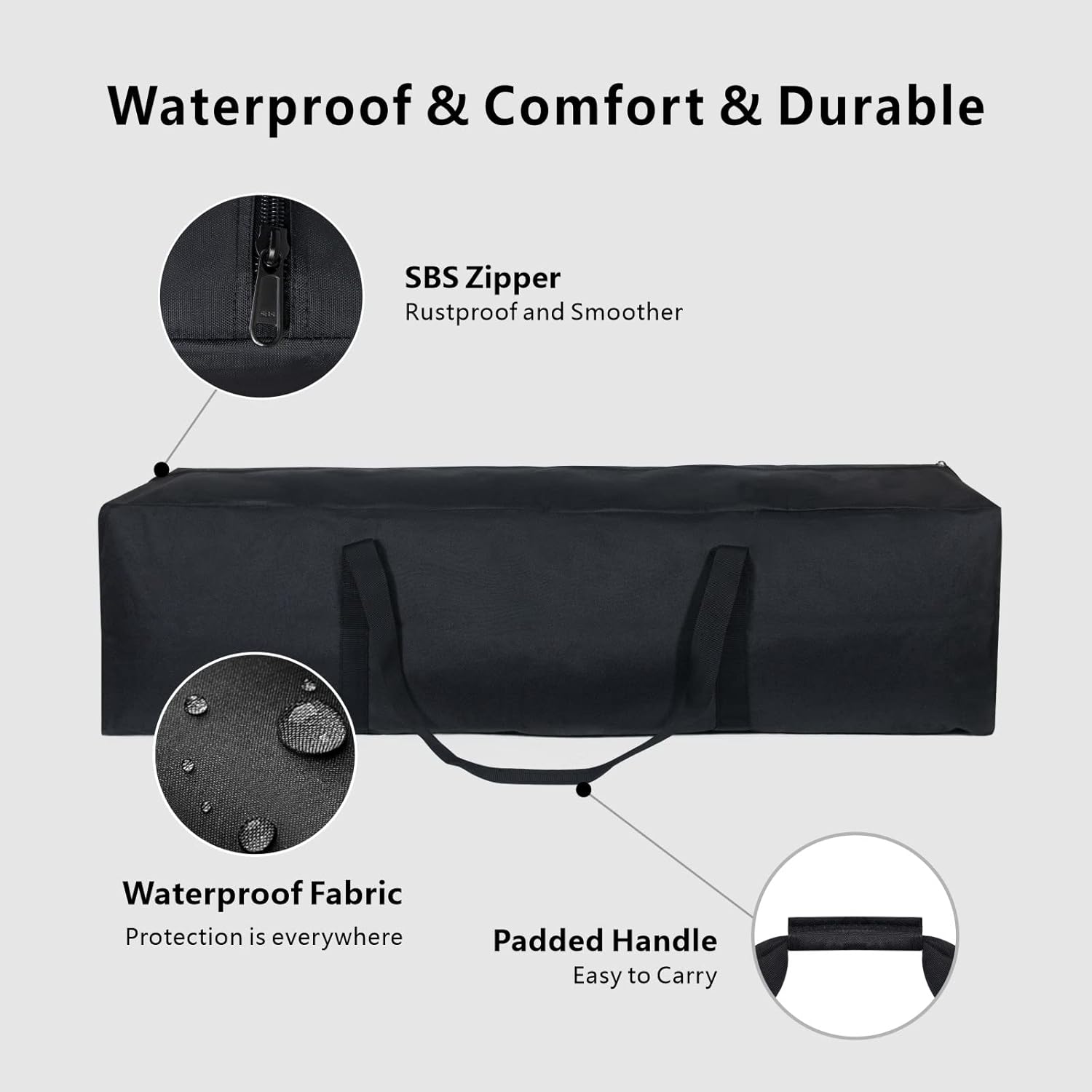 Alternative view of TOPDesign 1-Pack 46 Inch Extra Large Zippered Duffel Bag for Travel Camping Sports Equipment Storage, Waterproof Foldable Luggage Bag with Padded Handles (Black)