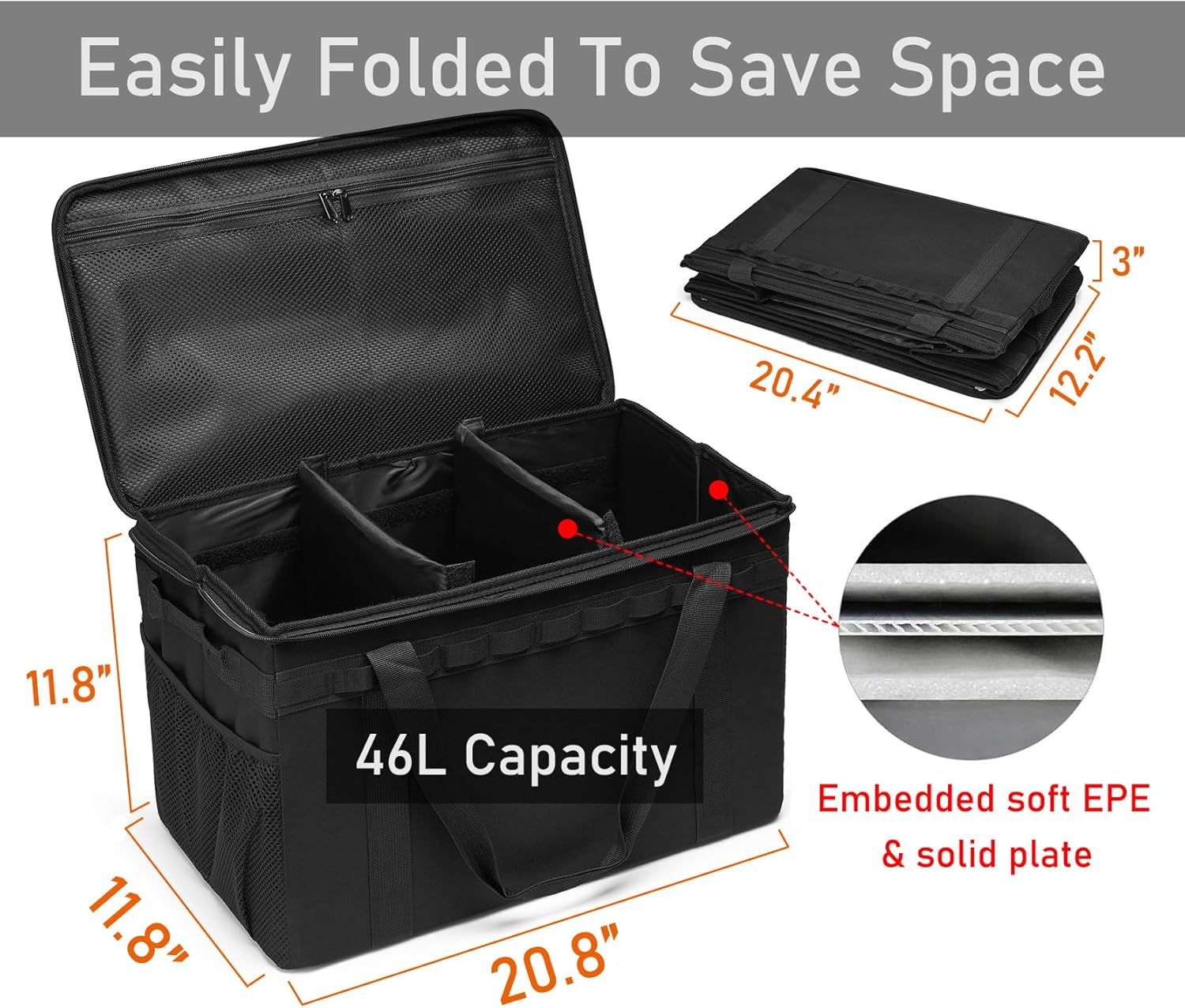 Alternative view of Lemubeane Tactical Camping Storage Bag - 46L Utility Tote Bag Trunk Organizer (Black)