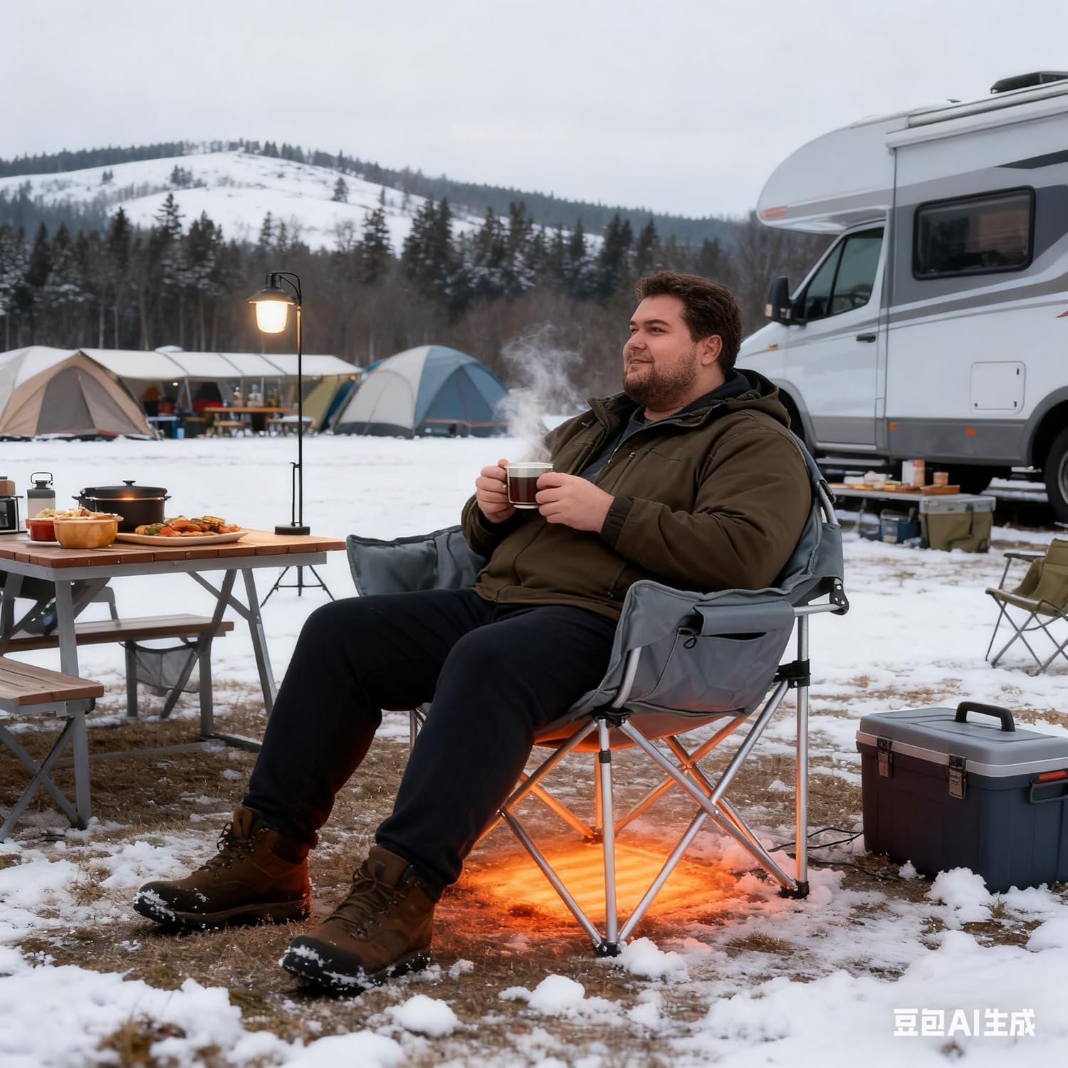 SunSettler Heated Camping Chair, Oversized Heated Outdoor Chairs for Adults with 3 Heat Levels, Portable Folding Padded Chair for Camp, Lawn, Sports (Battery NOT Included) (Grey, Small)