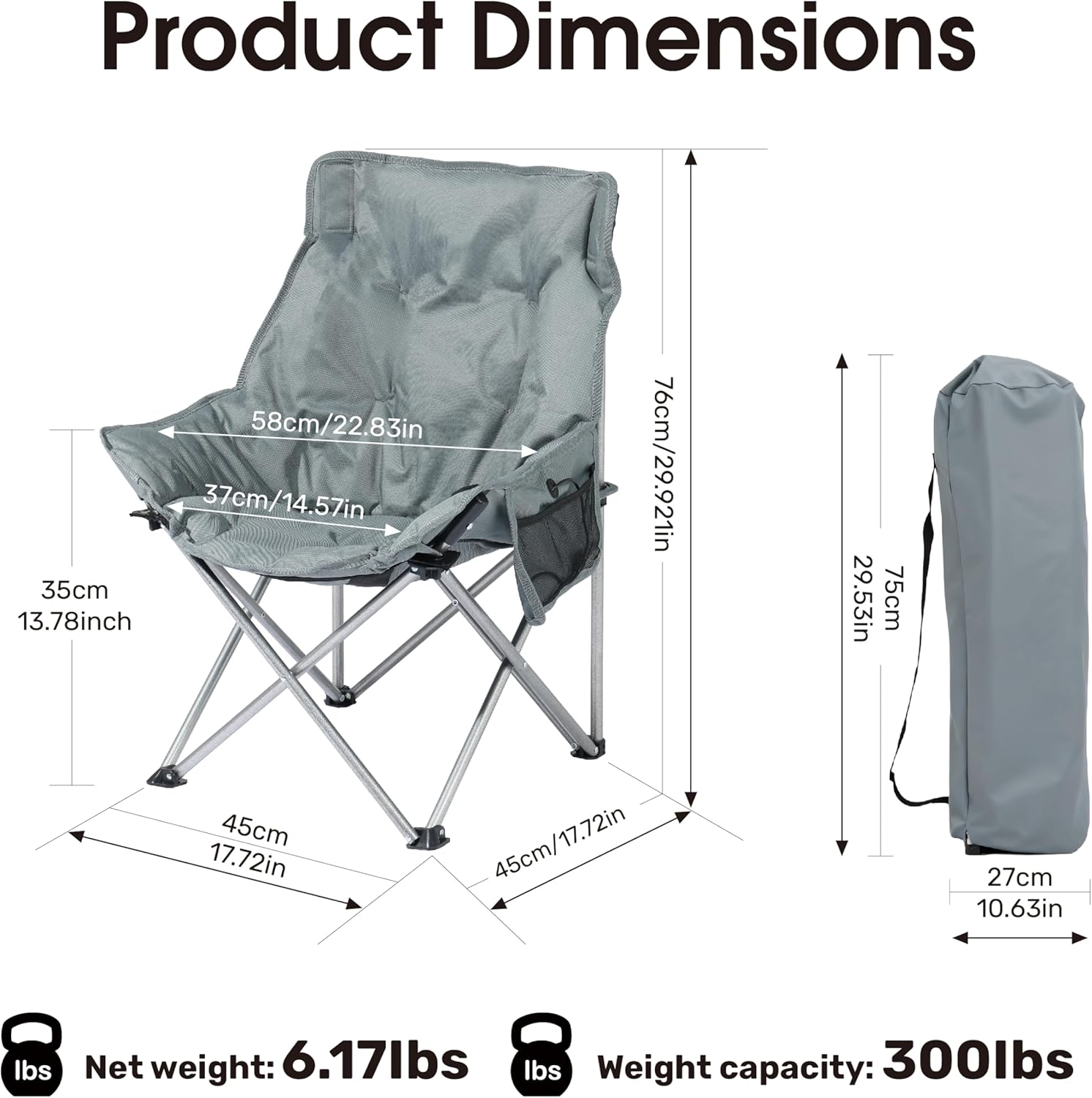 Alternative view of SunSettler Heated Camping Chair, Oversized Heated Outdoor Chairs for Adults with 3 Heat Levels, Portable Folding Padded Chair for Camp, Lawn, Sports (Battery NOT Included) (Grey, Small)