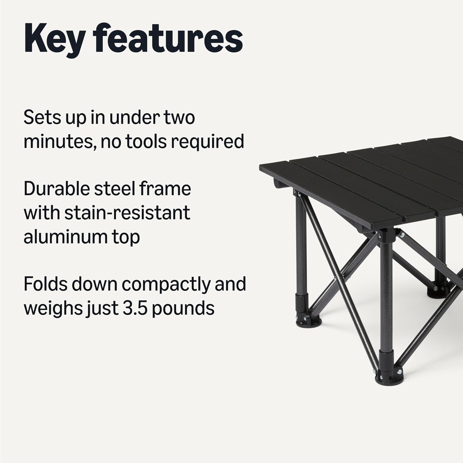 Alternative view of Amazon Basics Camping Table, Made of Alloy Steel and Aluminum, Small, Folding, Camping Essentials, Black