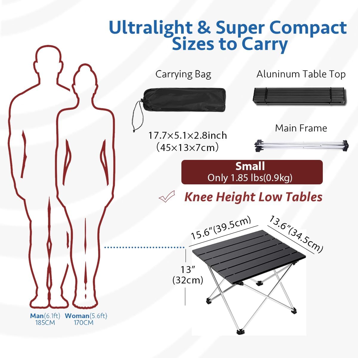 Alternative view of Grope Portable Camping Table with Aluminum Table Top, Folding Beach Table Easy to Carry, Prefect for Outdoor, Picnic, BBQ, Cooking, Festival, Beach, Home Use (Black-S)