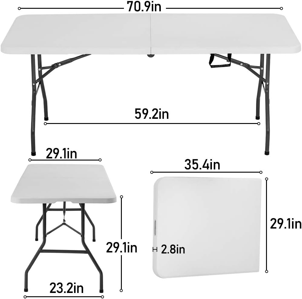 Alternative view of BestOffice 6FT Picnic Table Folding, Camping, Plastifor Party Event,White