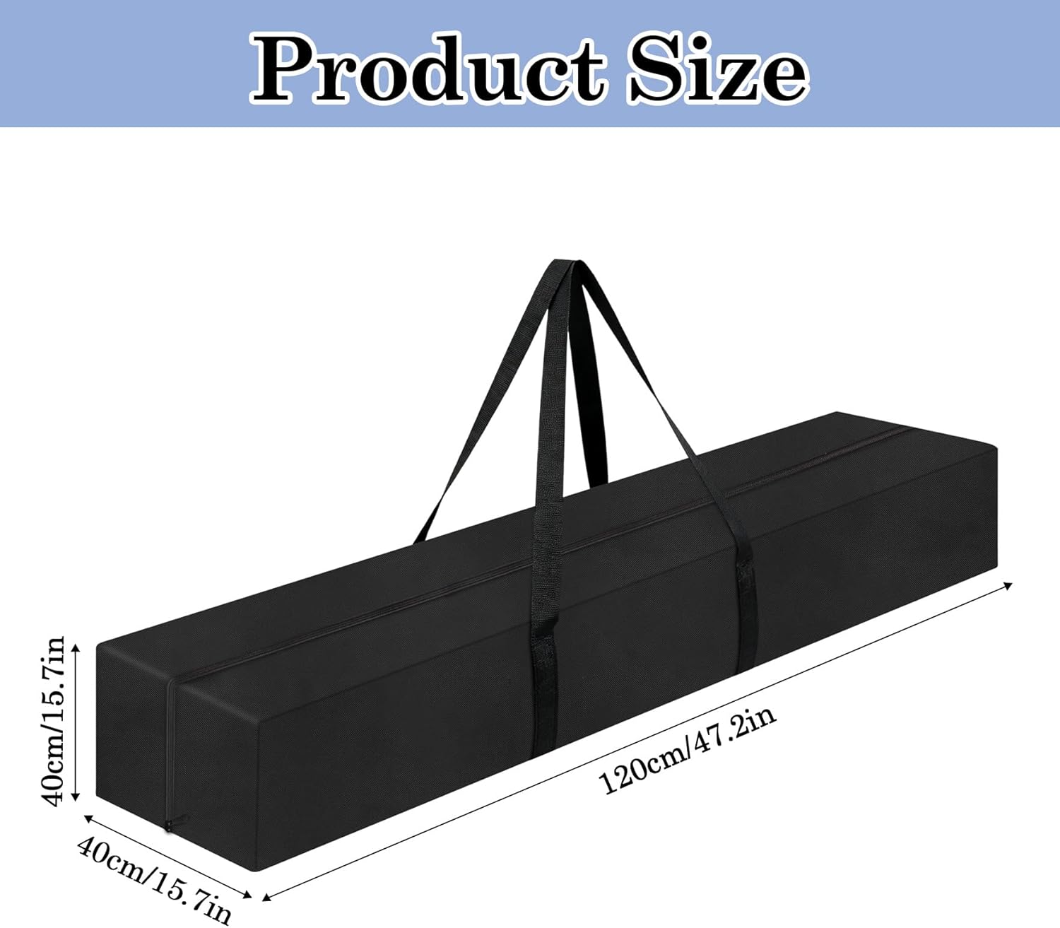 Klmnop Large RV Patio Mat Storage Bag, 47x15x15 in Waterproof Camping Mat Storage with Handles and Zipper, Heavy Duty 800D Oxford Travel Bag for Outdoor Rug and Camping Gear(Black)