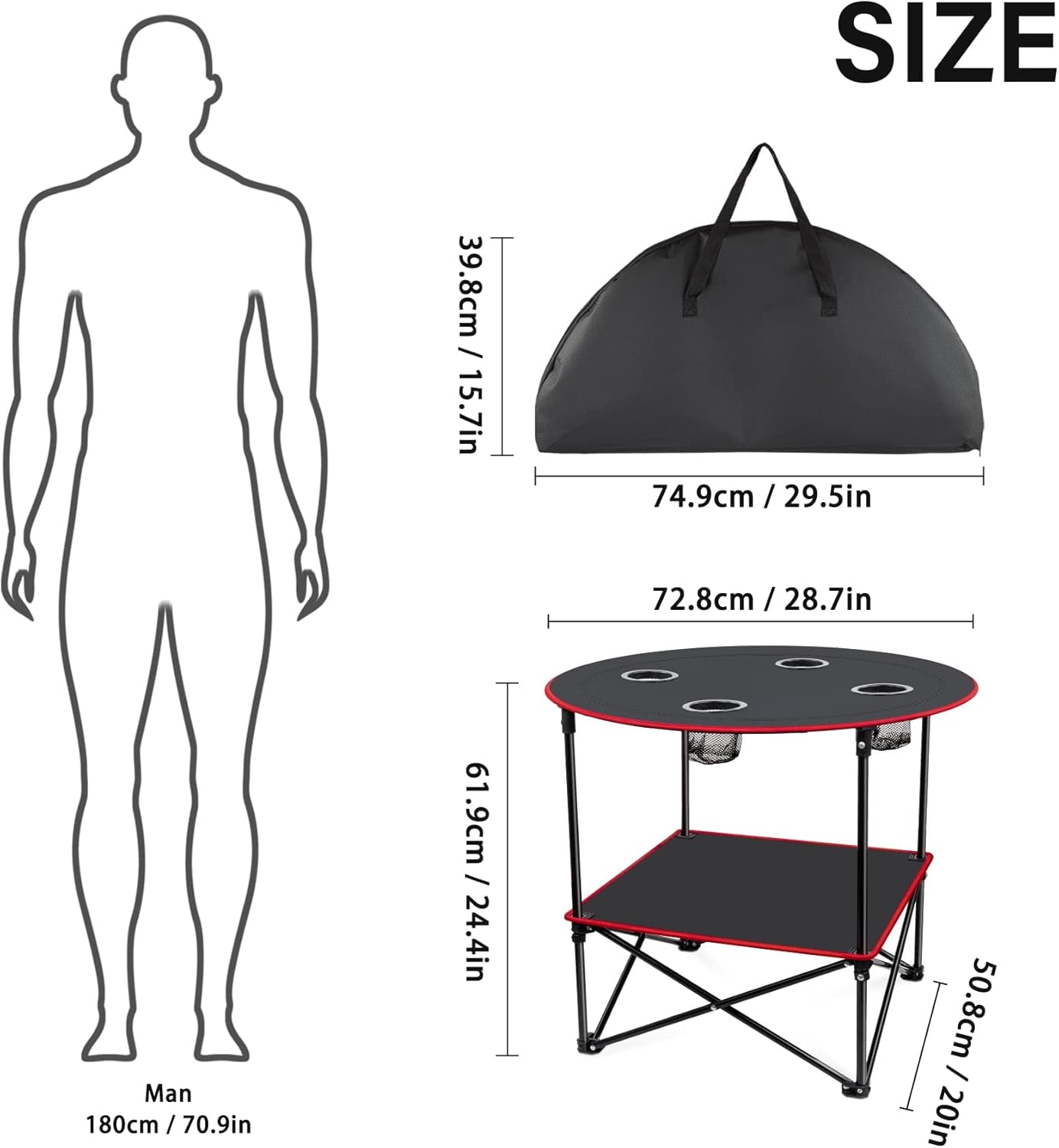 Alternative view of Portable Camping Table Folding Picnic Tables Lightweight Folding Table Waterproof Canvas Beach Table for Outside with 4 Cup Holders & Carry Bags for Camping, Beach, Campfires and Tailgating