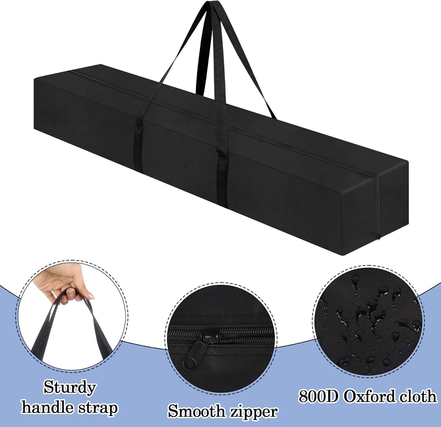 Alternative view of Klmnop Large RV Patio Mat Storage Bag, 47x15x15 in Waterproof Camping Mat Storage with Handles and Zipper, Heavy Duty 800D Oxford Travel Bag for Outdoor Rug and Camping Gear(Black)