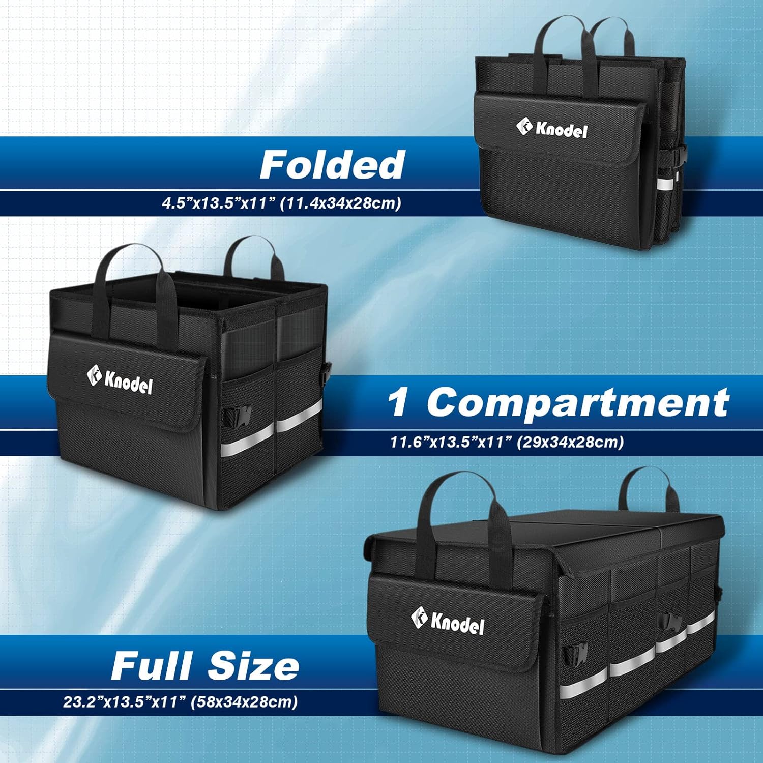 Alternative view of K KNODEL Car Trunk Organizer with Lid, Collapsible Car Trunk Storage Organizer, Car Organizer and Storage for SUV, Truck, Sedan (Medium, Black)