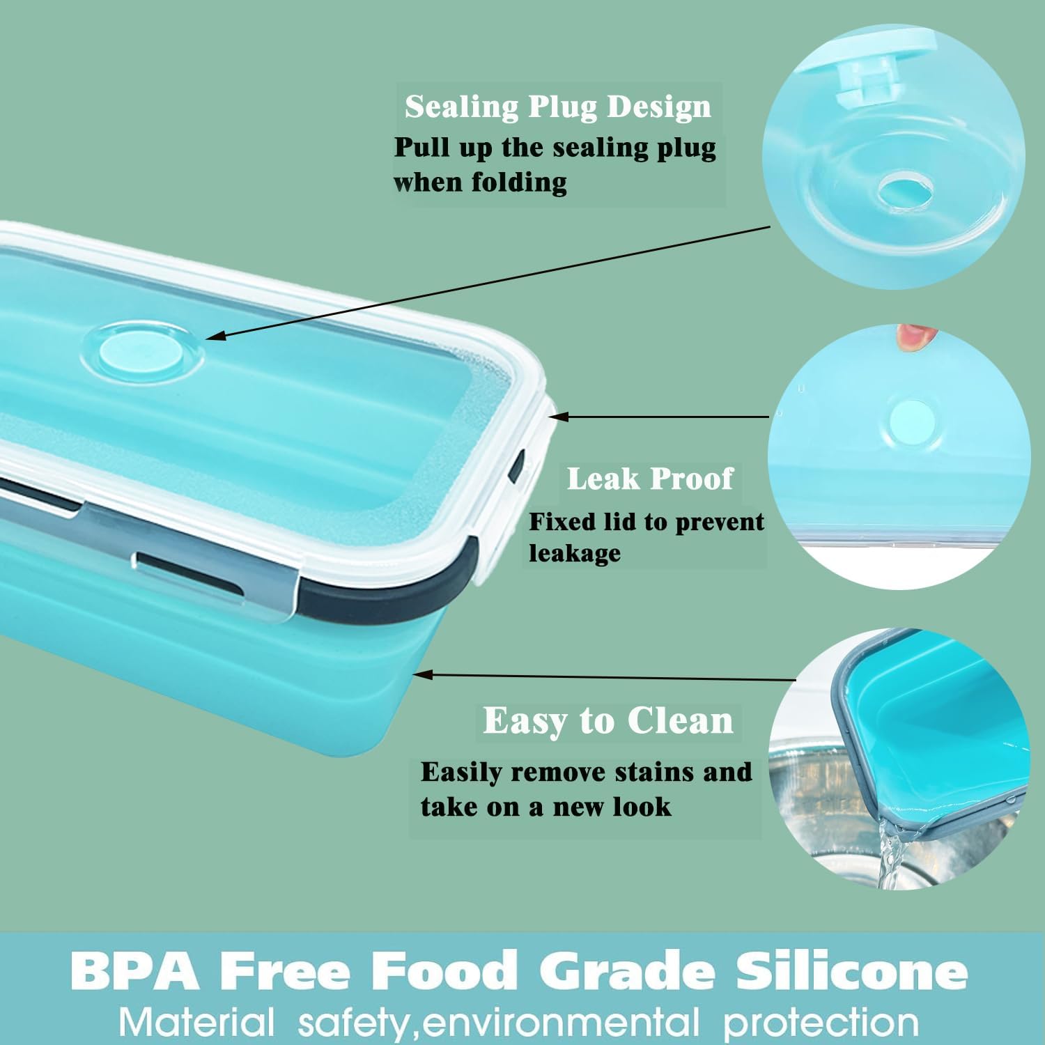 Alternative view of Epinke 8 Collapsible Food Storage Containers With Lids, Rv Collapsible Bowls, Silicone Food Storage Containers, Camping Food Containers, Collapsible Containers for Food, Camping, Travel