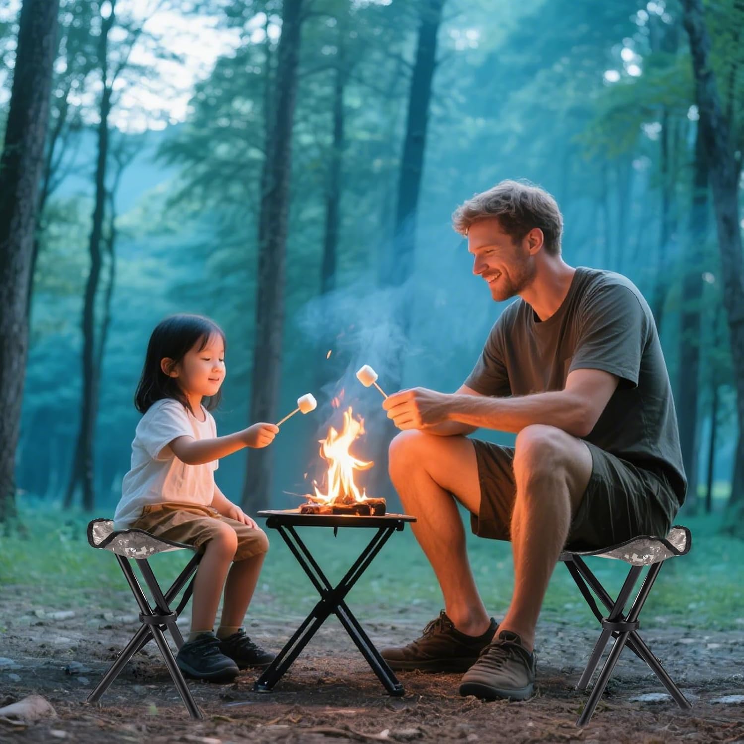 Travel Folding Camping Stool, 14.6 inches Lightweight Outdoor Tripod Chair and Maximum weight 260 lbs Portable Party Chair Fishing Chairs Seat for Camp Hiking Beach Garden and Painting (Camouflage)