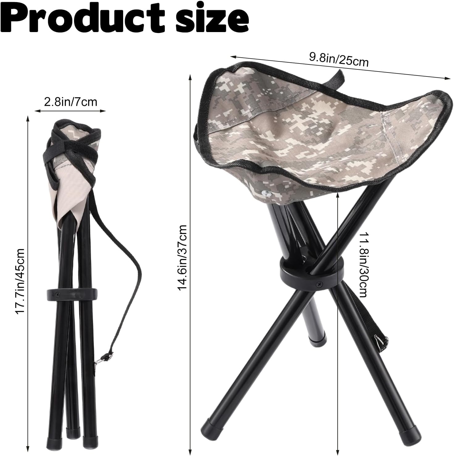 Alternative view of Travel Folding Camping Stool, 14.6 inches Lightweight Outdoor Tripod Chair and Maximum weight 260 lbs Portable Party Chair Fishing Chairs Seat for Camp Hiking Beach Garden and Painting (Camouflage)