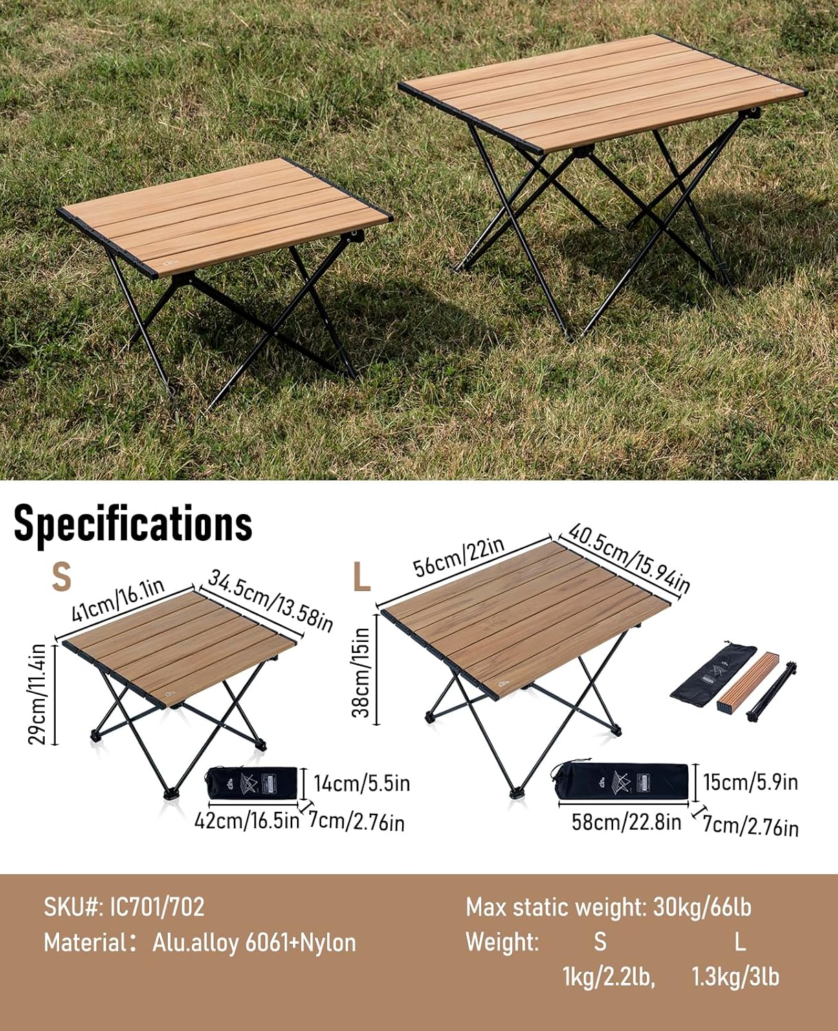 Alternative view of iClimb Ultralight Compact Camping Folding Table with Carry Bag (Nature- S)