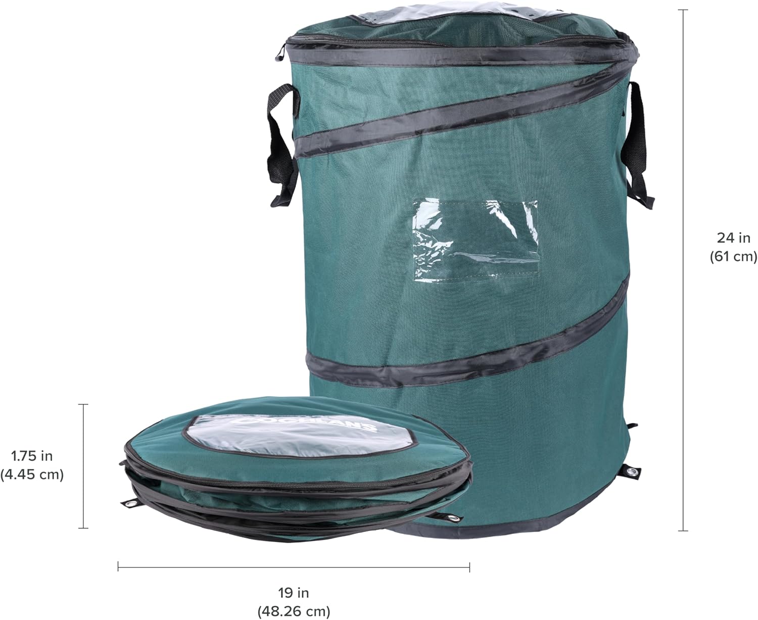 Coghlan's Deluxe Durable Pop-Up Trash Can u2013 Collapsible Garbage Bin with Zippered Lid, Bag Clips, and Anchoring Points for Camping, Home, and Outdoor Use u2013 29.5 Gallon