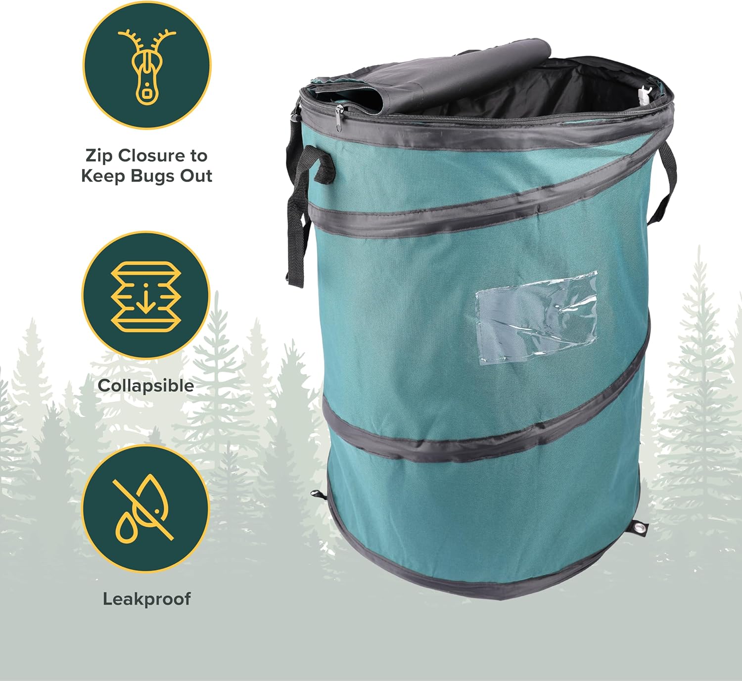 Alternative view of Coghlan's Deluxe Durable Pop-Up Trash Can u2013 Collapsible Garbage Bin with Zippered Lid, Bag Clips, and Anchoring Points for Camping, Home, and Outdoor Use u2013 29.5 Gallon
