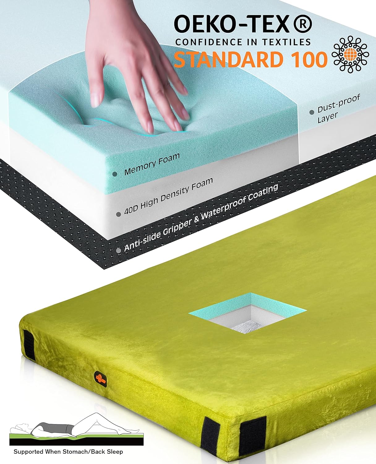 Alternative view of GAIALOOP 3 Inch Memory Foam Camping Mattress, Dual Layer Thick Sleeping Camp Pad for Car Tent Cot, Roll-Up Portable Glamping Floor Bed for Guests Sleepover