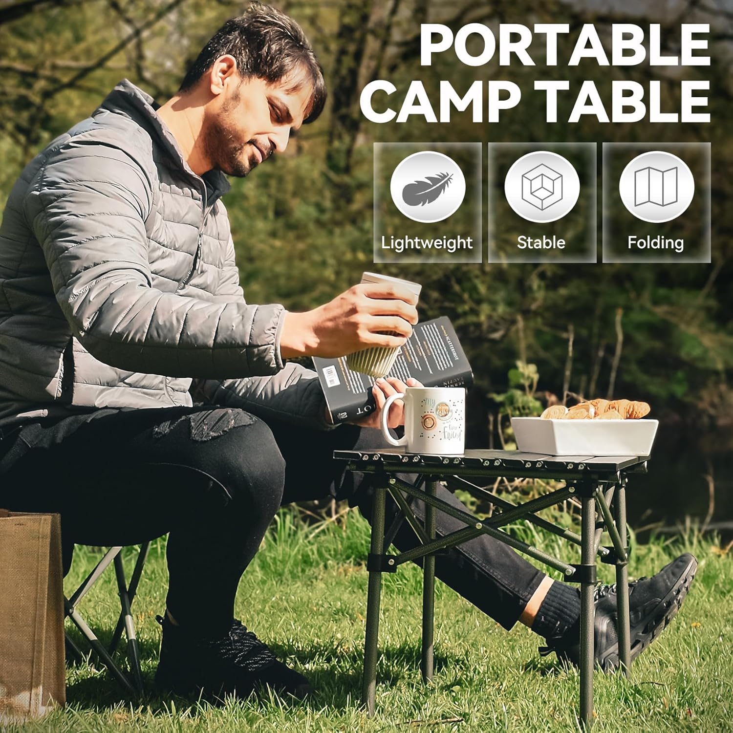 Alternative view of Opliy Folding Camping Table,Portable Table for 1-2 Persons -Collapsible Table Lightweight with Carry Bag for Camping, Hiking, Picnics, BBQs, Beach Trips & Tailgating(16.5 inch).