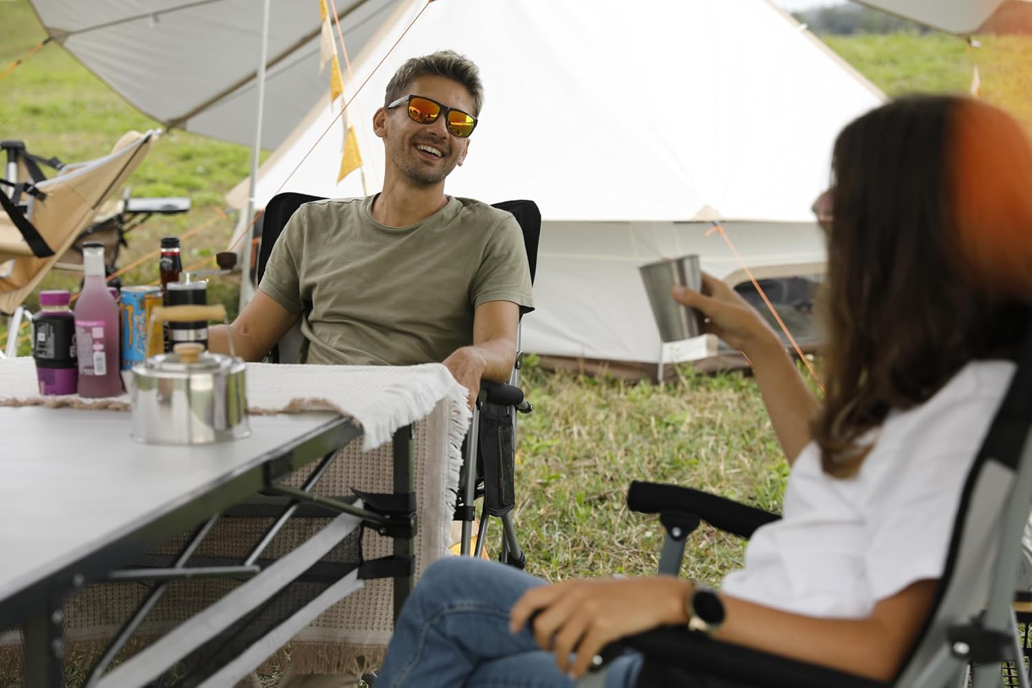 KingCamp Folding Camping Table, Portable Camp Table Foldable Aluminum Roll Up Seamless Desktop with Storage and Tall Legs for Outdoor Backyard Picnic