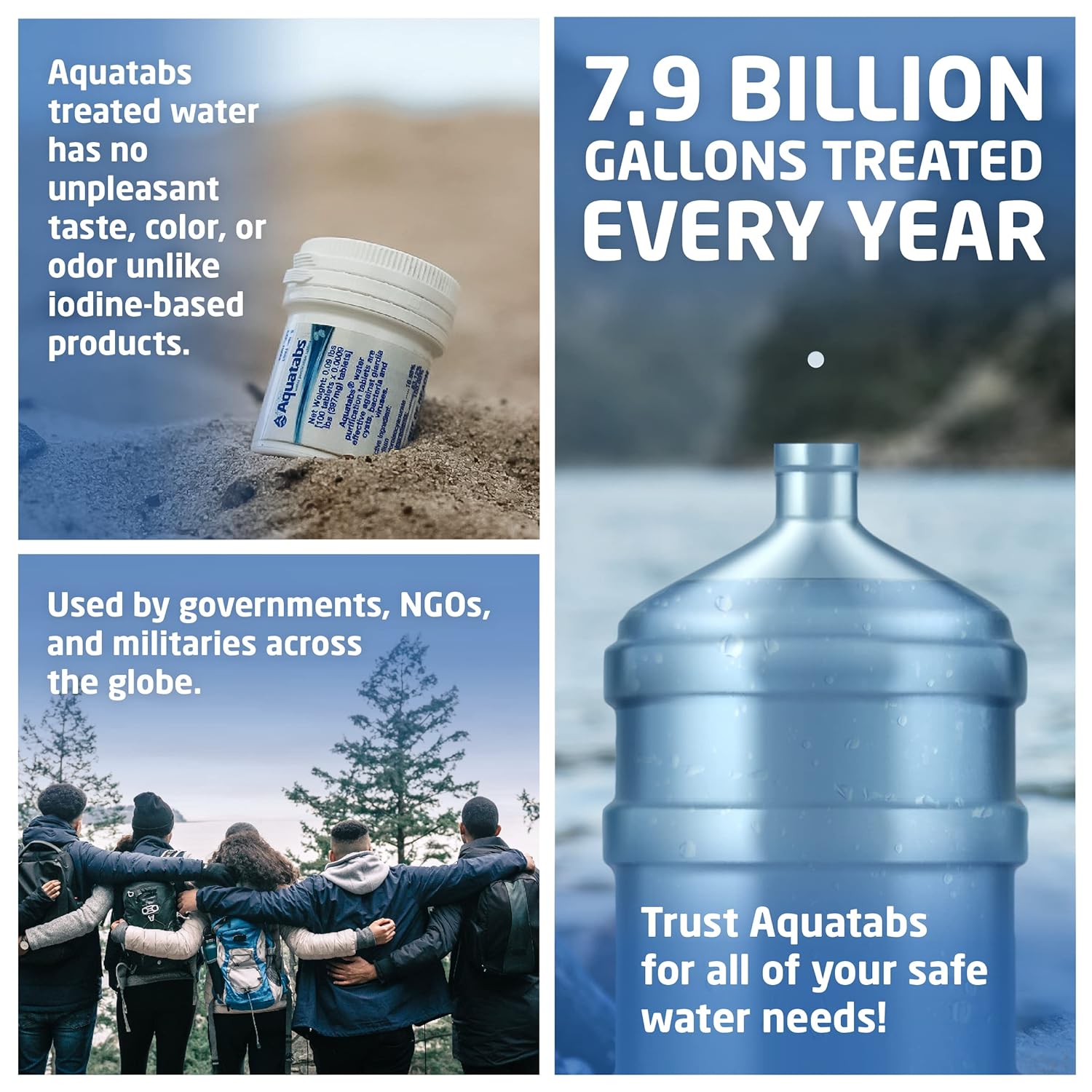 Alternative view of Aquatabs Water Purification Tablets (397mg, 100 Pack). Water Filtration System for Camping, Boating, Emergency Water, Survival Kit, and Marine. Easy-To-Use Water Purifier Treatment.