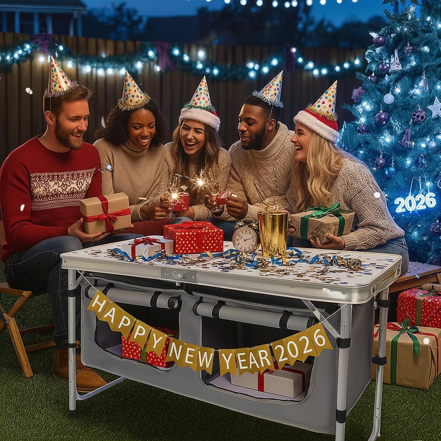 Camp Field Camping Folding Aluminum Table with Adjustable Legs for Outdoor Travel Beach, Backyards, BBQ, Party and Picnic Foldable Table