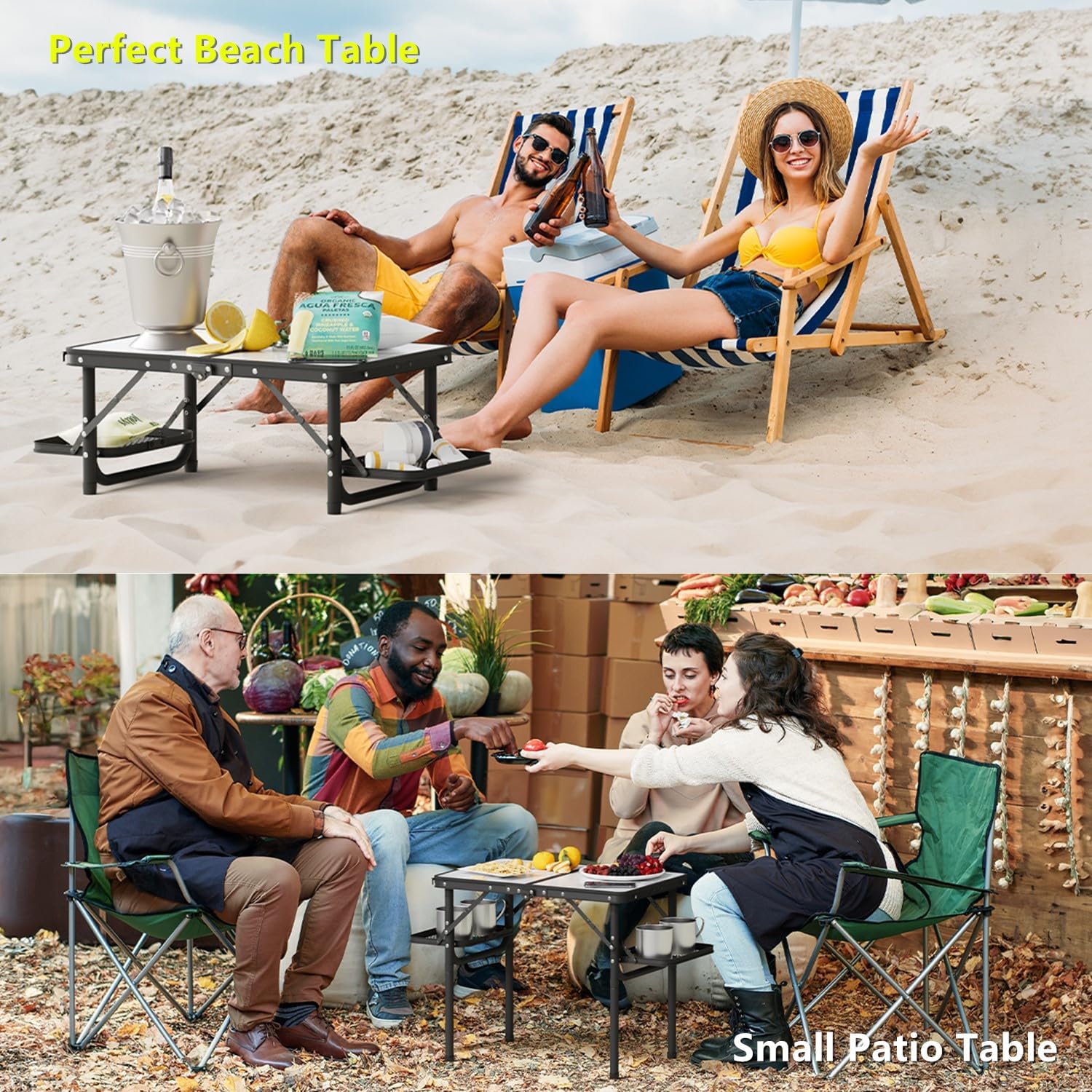 Alternative view of Titanker Folding Camping Table Small 2ft, Small Camp Table Portable with 50% Extra Space, Folding Picnic Table, Portable Beach Tables, Car Camping Essentials, Aluminum Light Solid